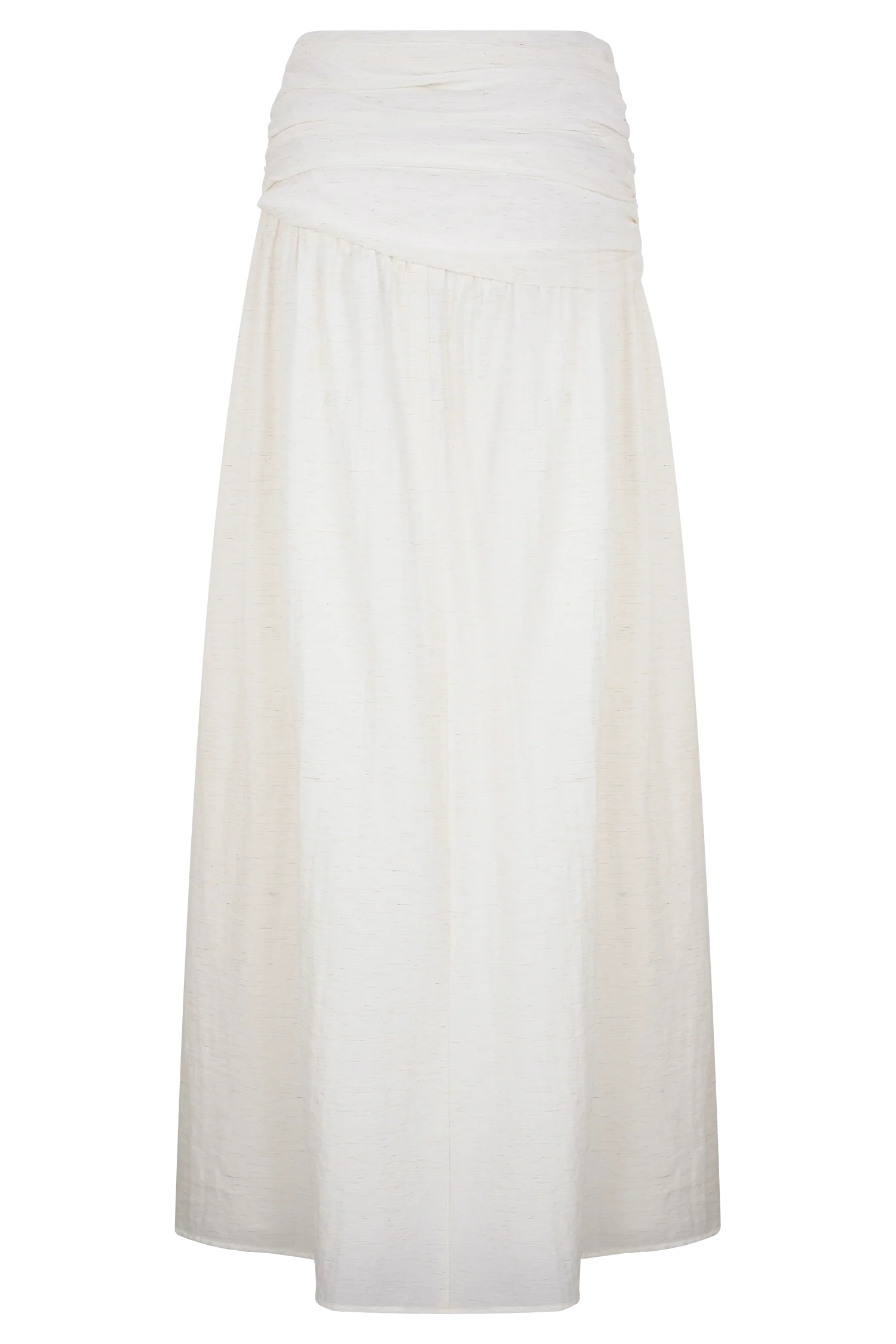 Scottie Gathered Linen Knot Maxi Skirt - Oat Marle - Image 9