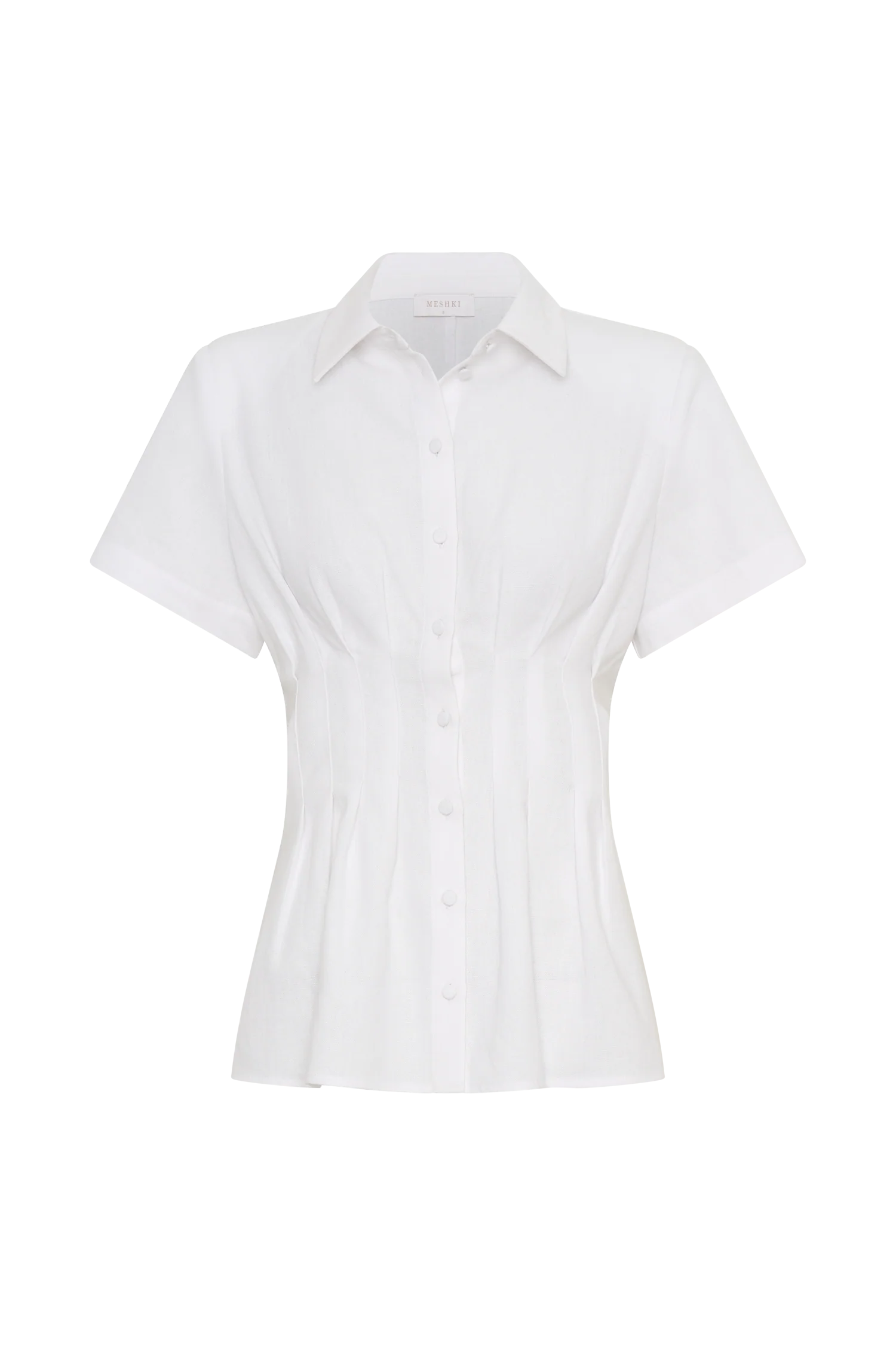 Selma Short Sleeve Linen Shirt - White - Image 7