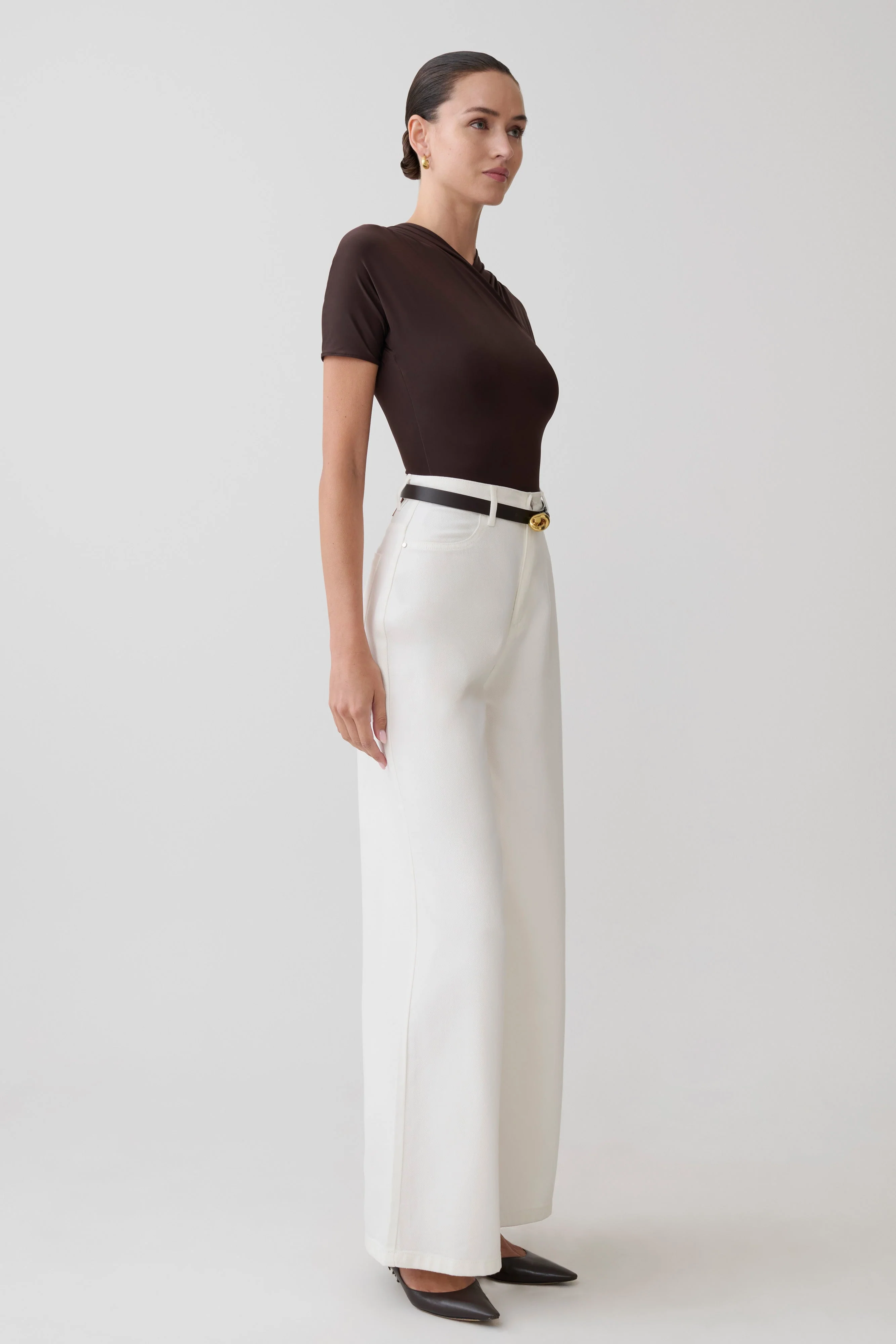 Shae Wide Leg Denim Jeans - White - Image 2