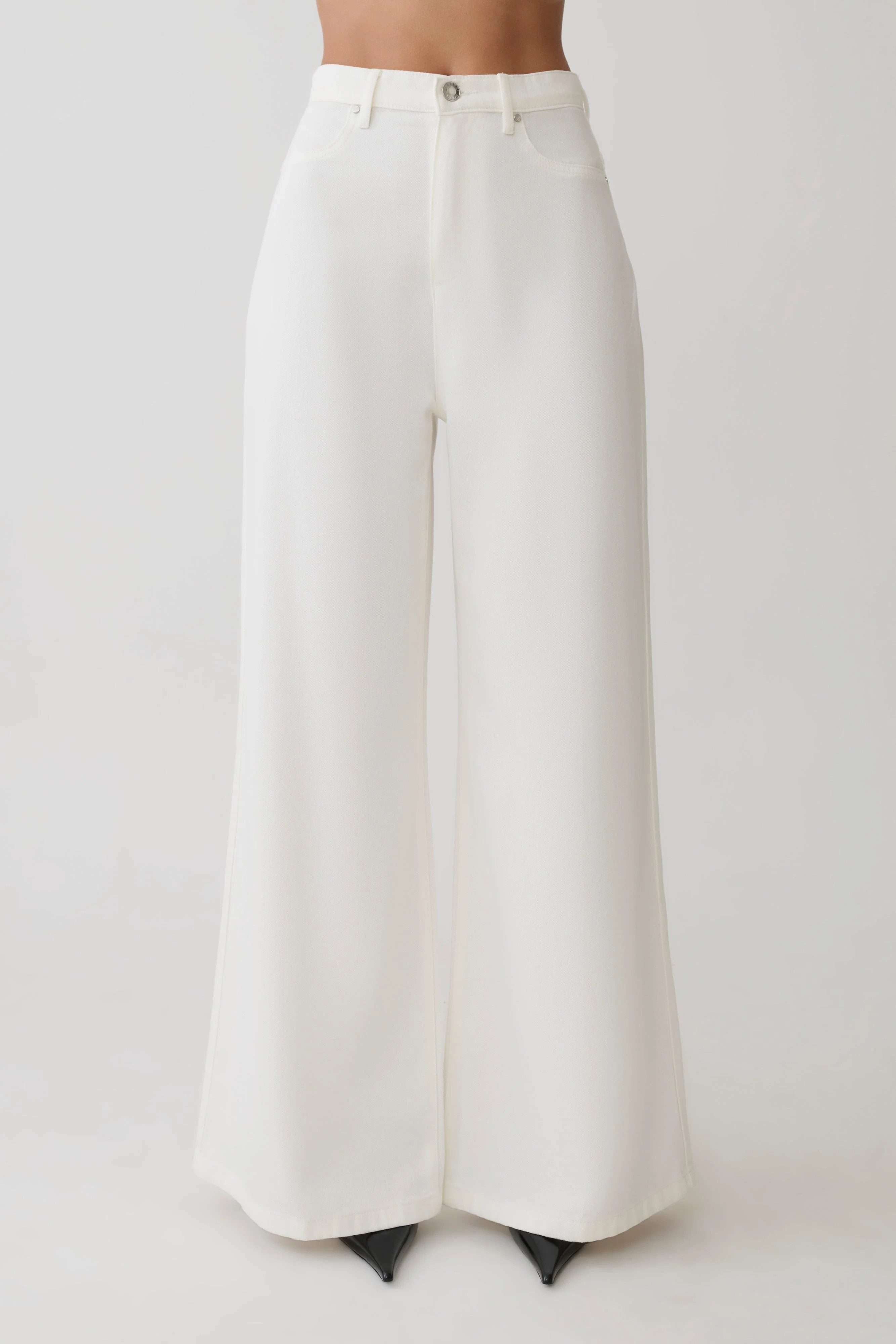 Shae Wide Leg Denim Jeans - White - Image 5