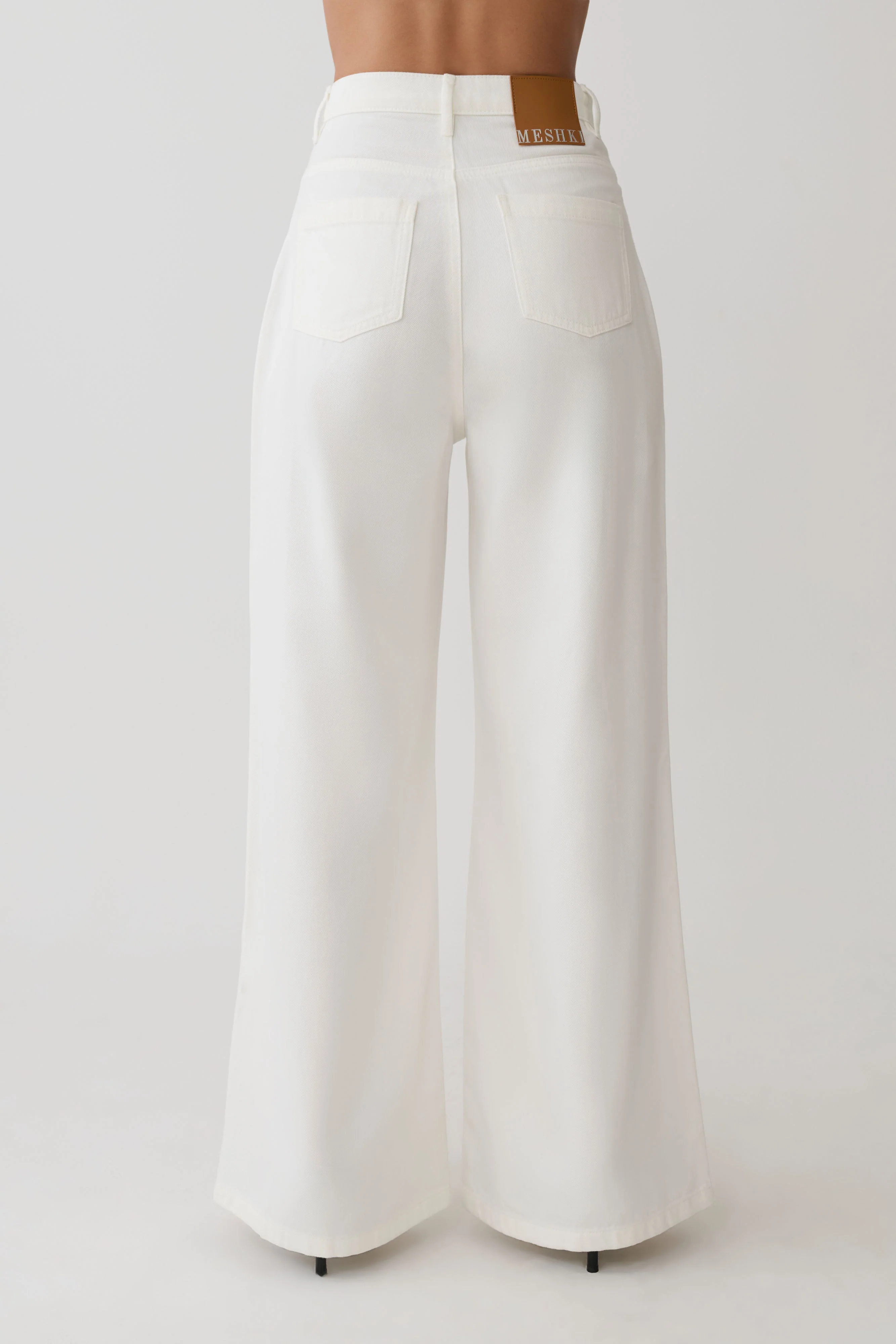Shae Wide Leg Denim Jeans - White - Image 6