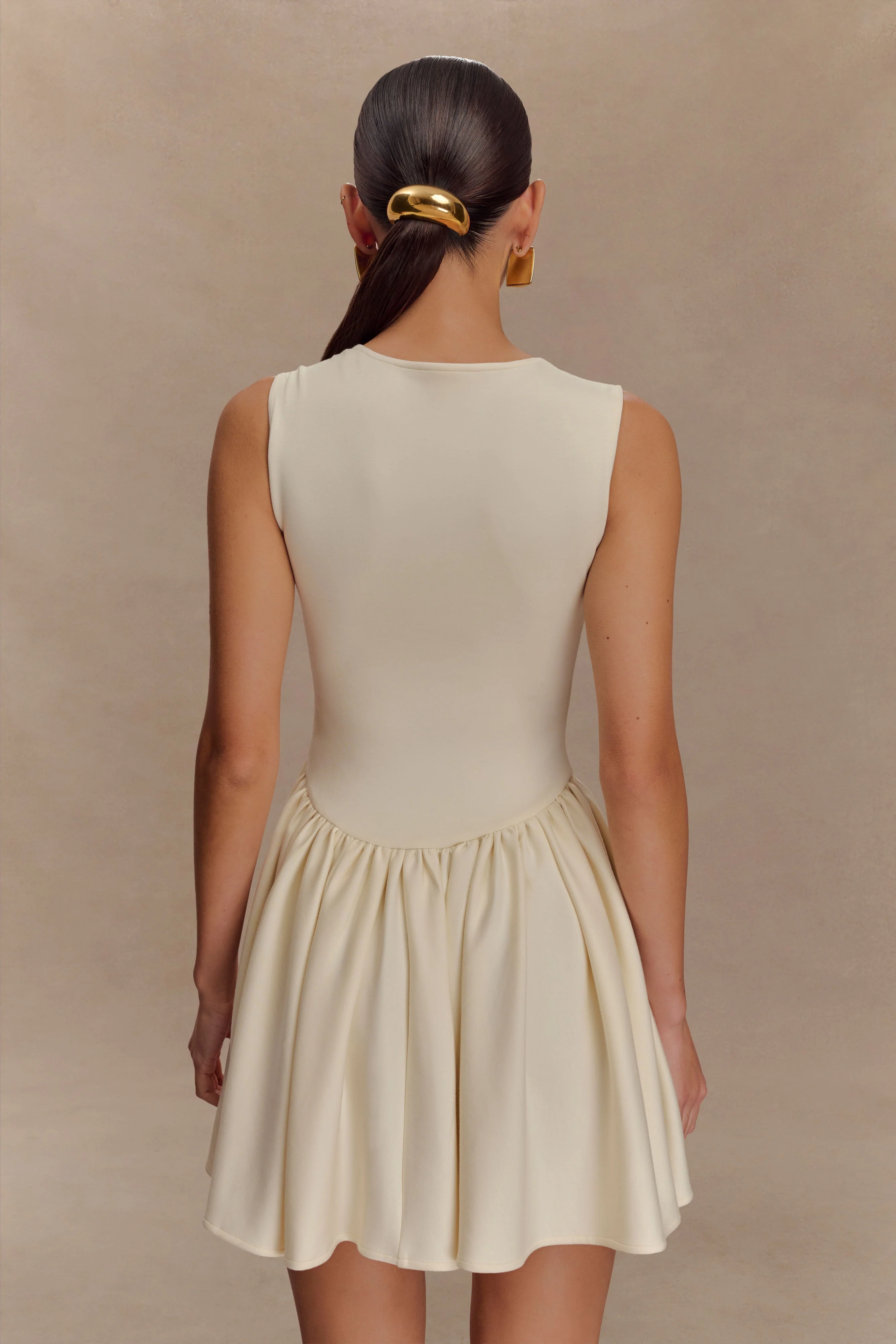 Sharon Scuba Jersey Mini Dress - Ivory - Image 2