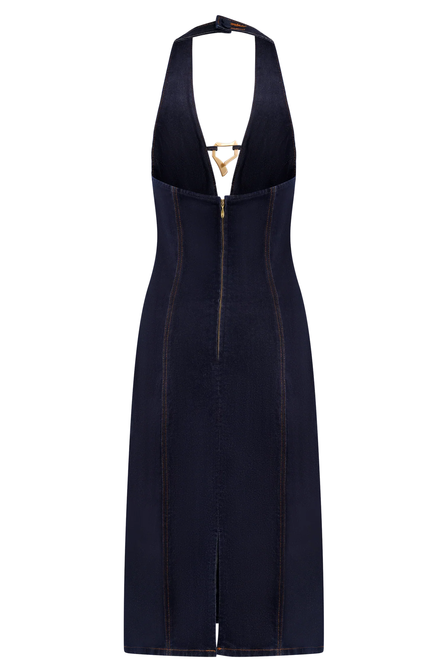 Shauna Denim Halter Midi Dress - Indigo Blue - Image 9