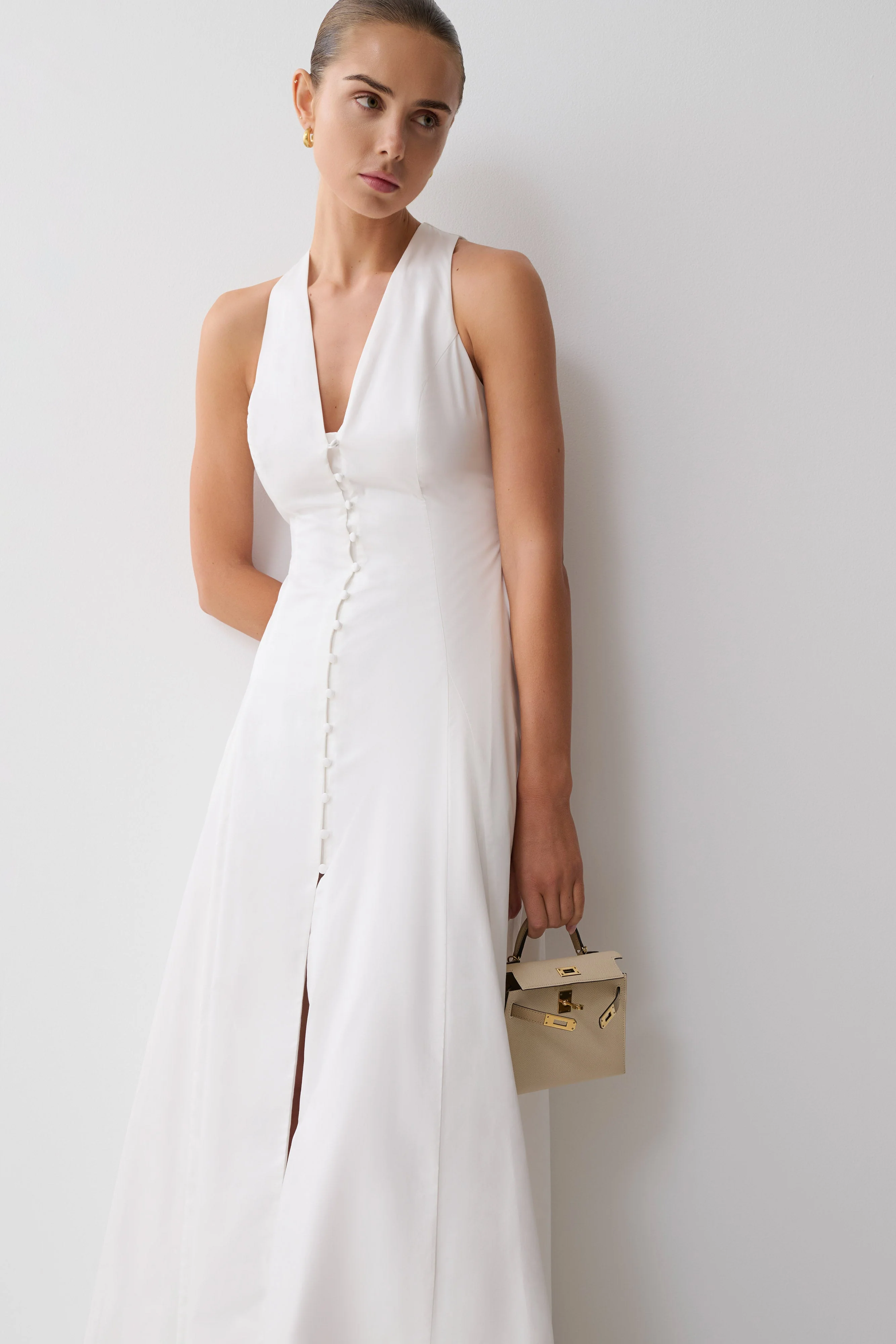 Sienna Button Down Maxi Dress - White - Image 6