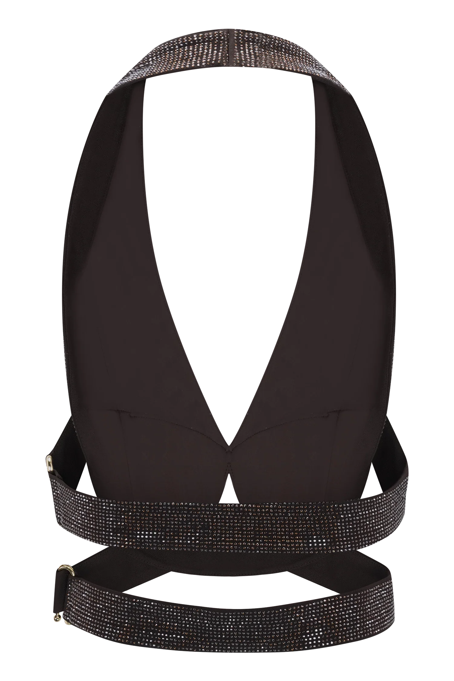 Siren Satin And Diamante Halter Top - Dark Chocolate - Image 10