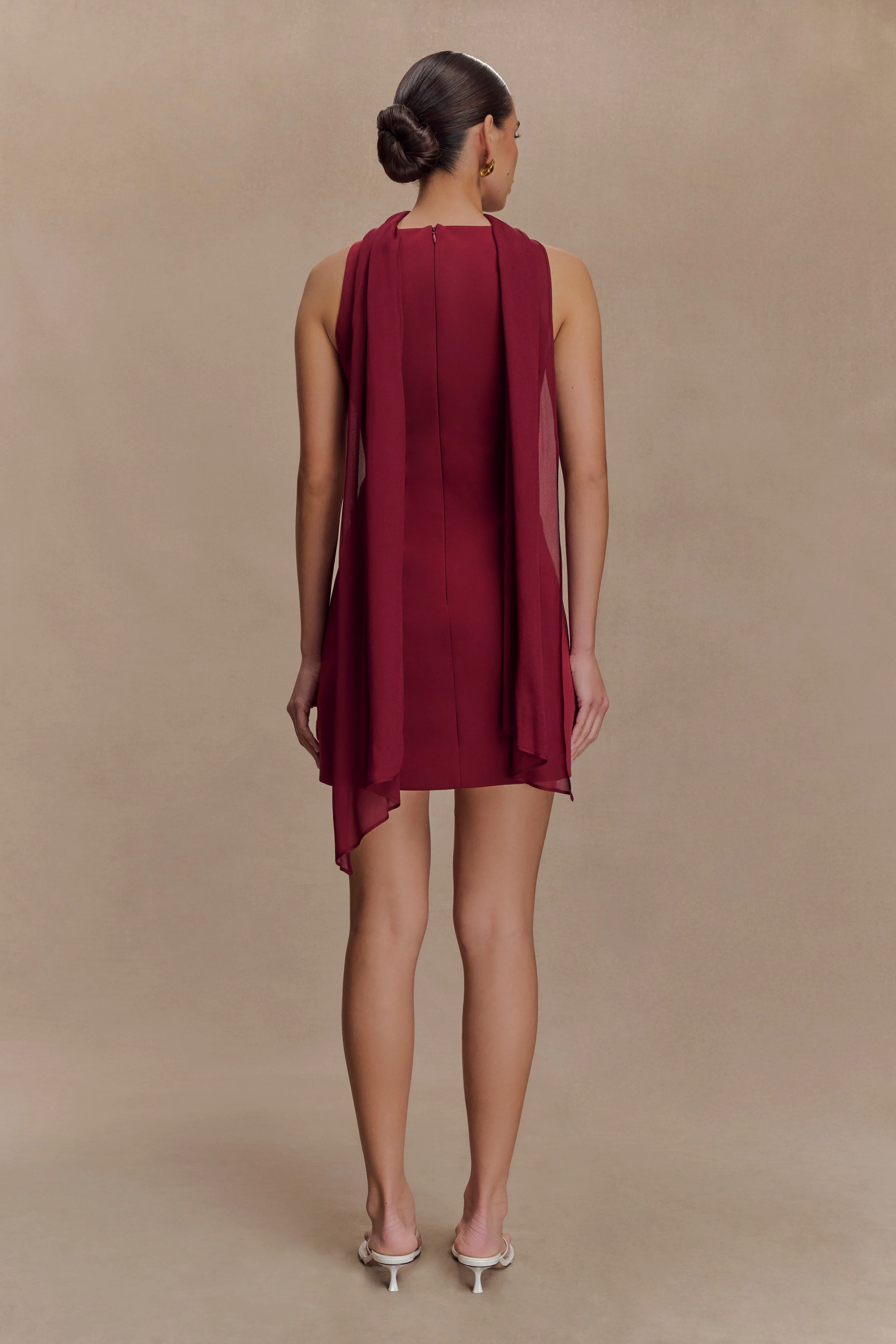 Skyler Suiting Embroidered Mini Dress - Wine - Image 5
