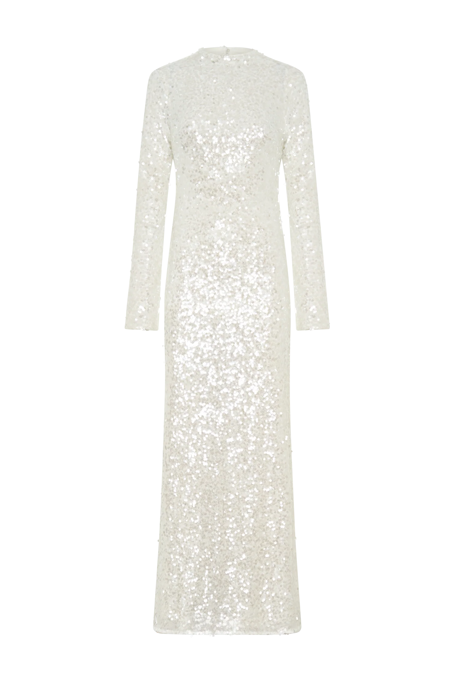 Sofia Long Sleeve Sequin Maxi Dress - White - Image 9