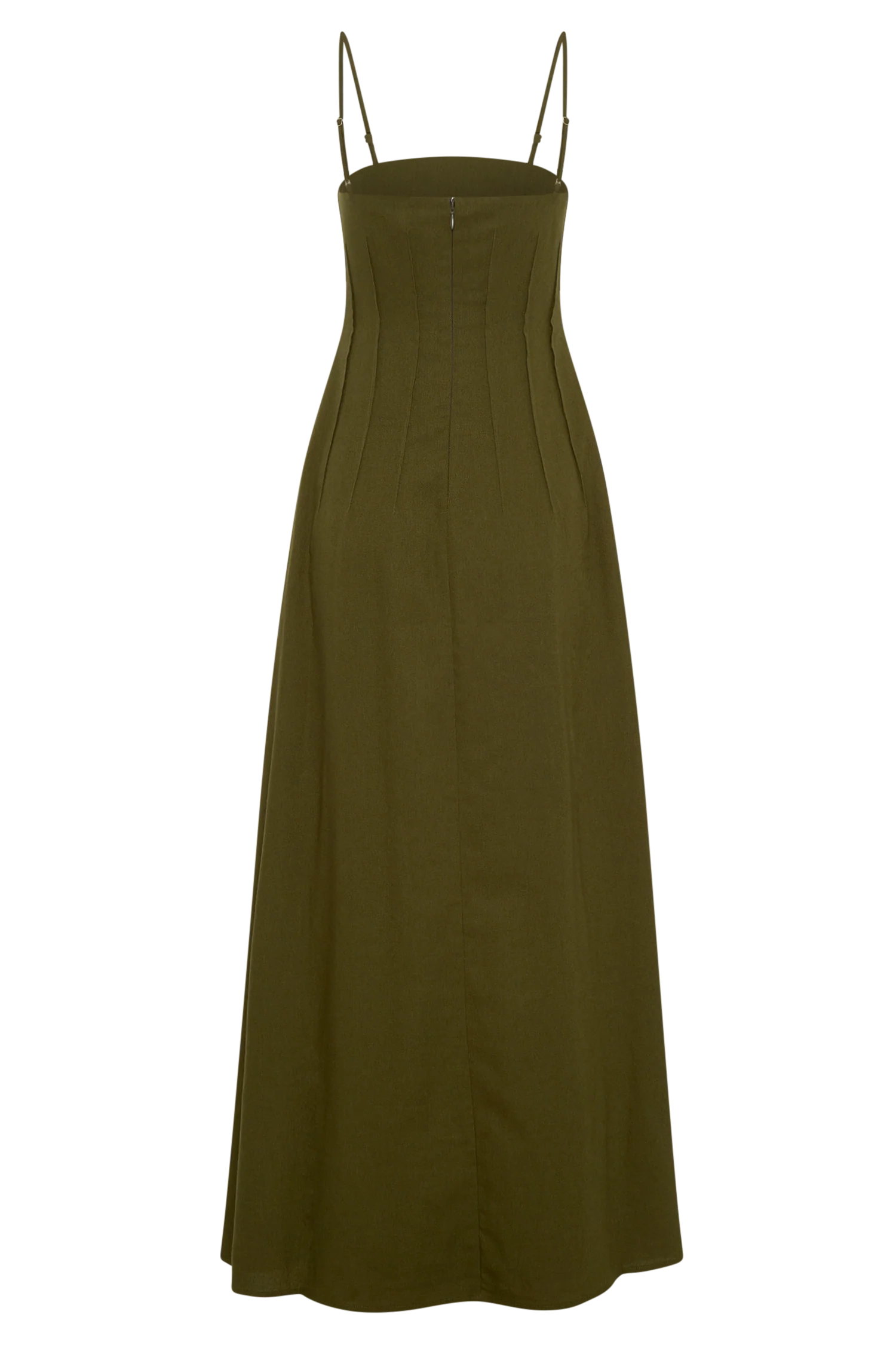 Sofie Pintuck Linen Maxi Dress - Khaki - Image 6