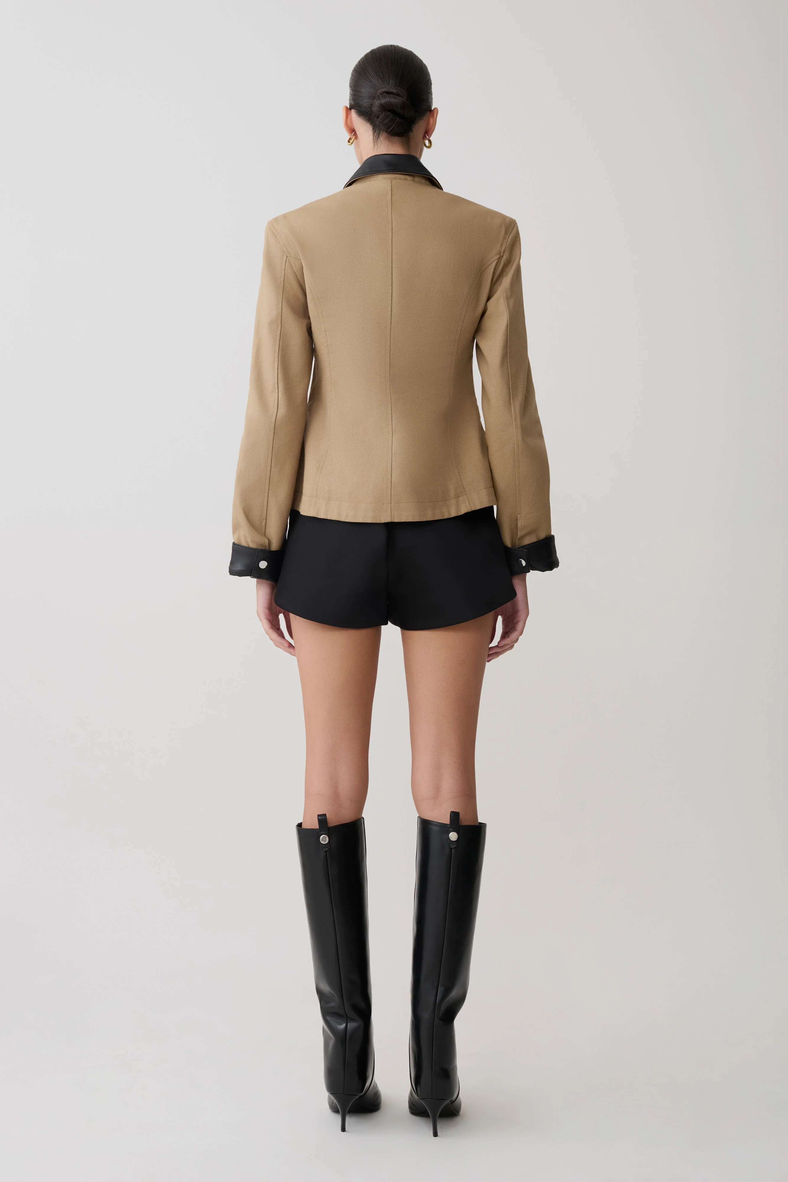 Solange Zip Up Collared Jacket - Natural - Image 2