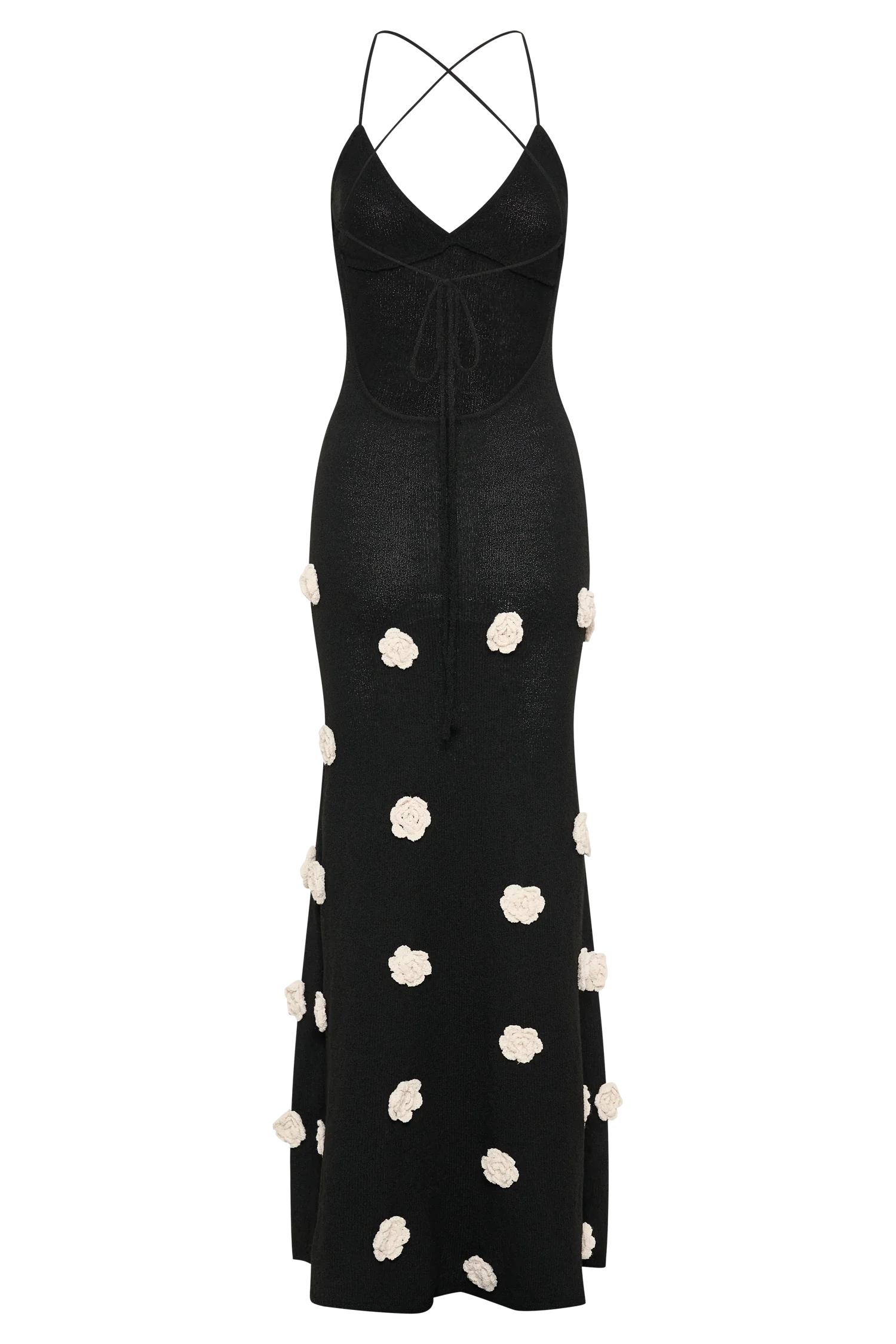 Suki Knit Maxi Dress With Flowers - Black/White - Image 6