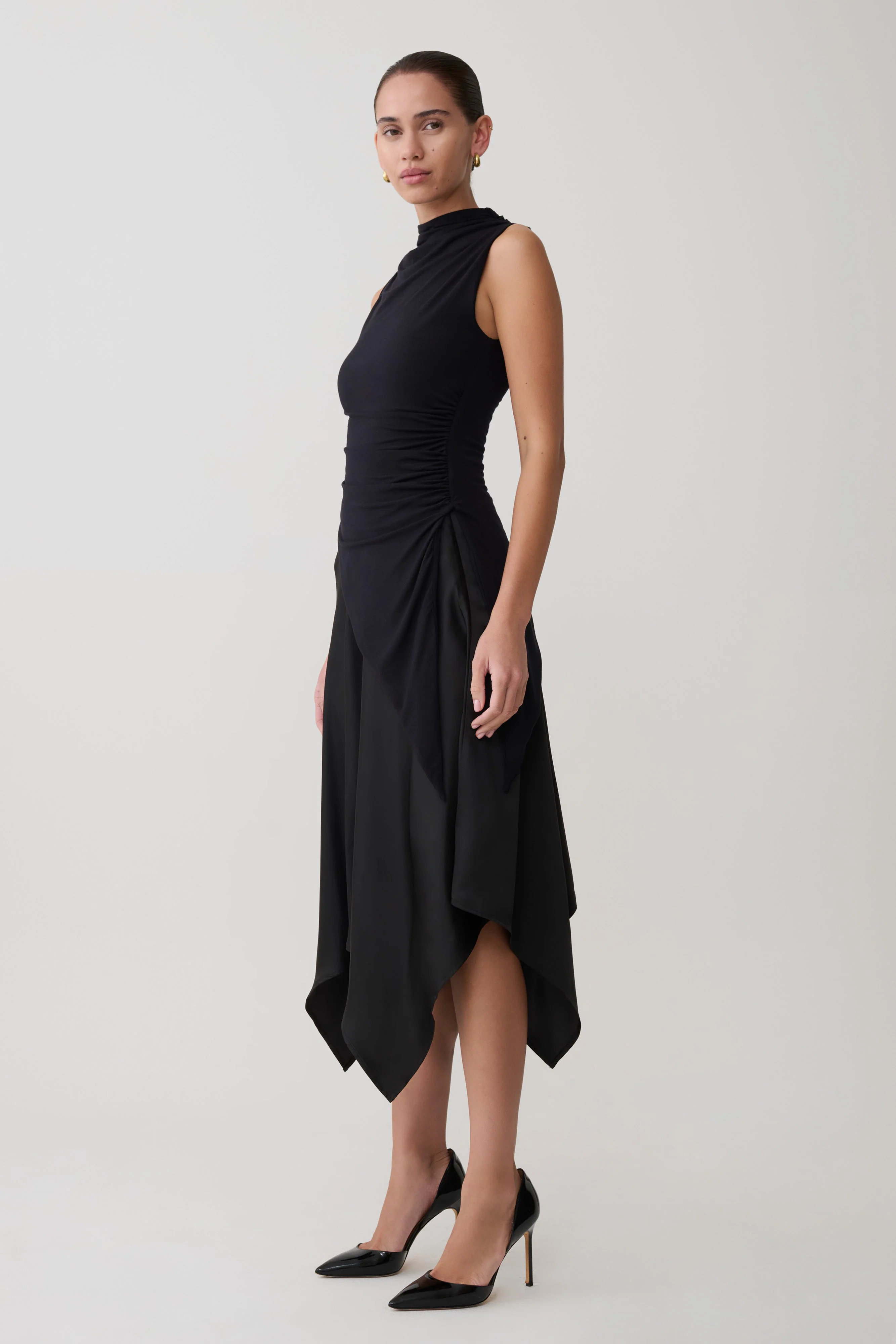 Suong High Neck Gathered Top - Black - Image 9