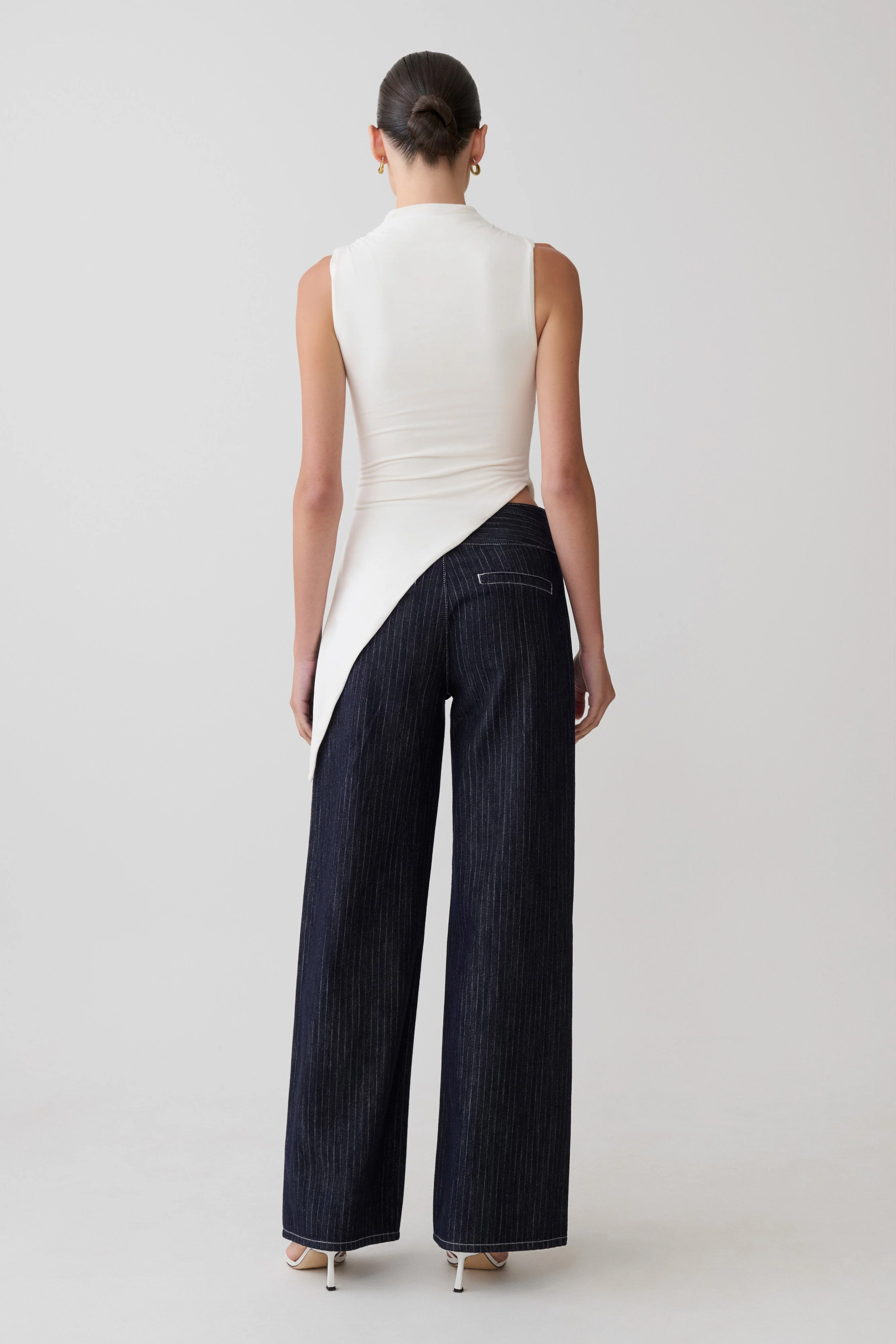 Suong High Neck Gathered Top - White - Image 6