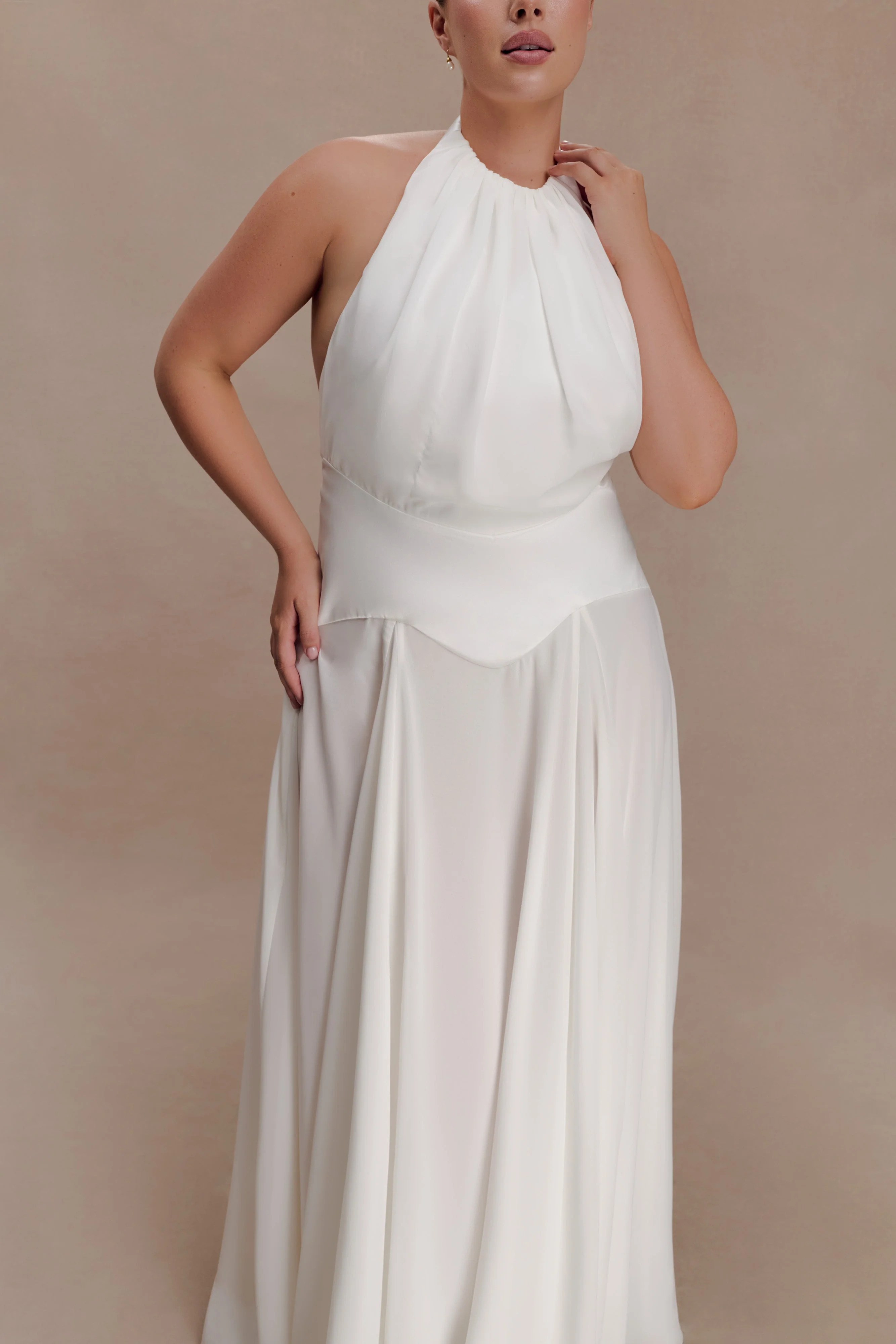 Susan Chiffon Halter Maxi Dress - Ivory - Image 8