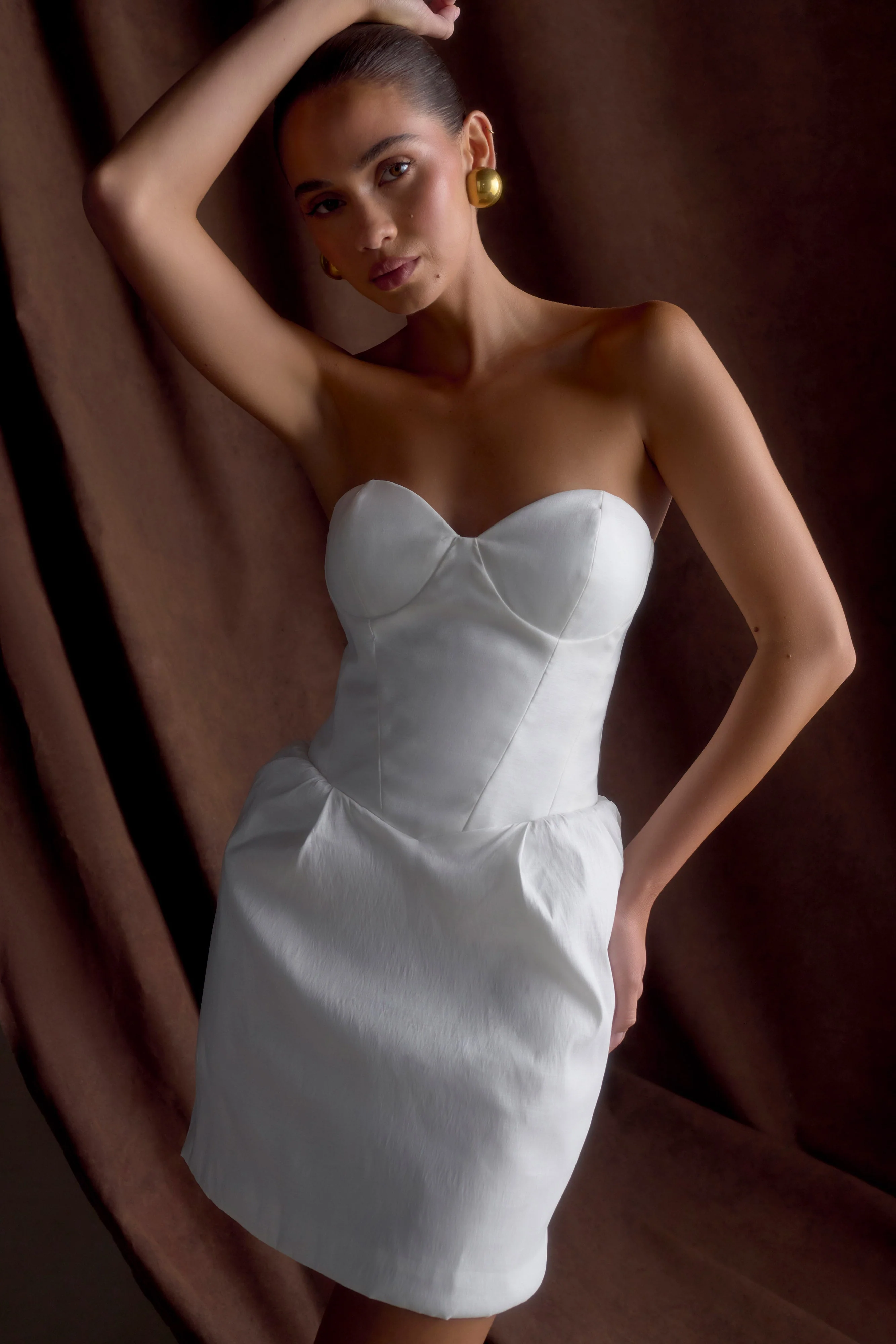 Suzette Taffeta Bow Mini Dress - White - Image 11