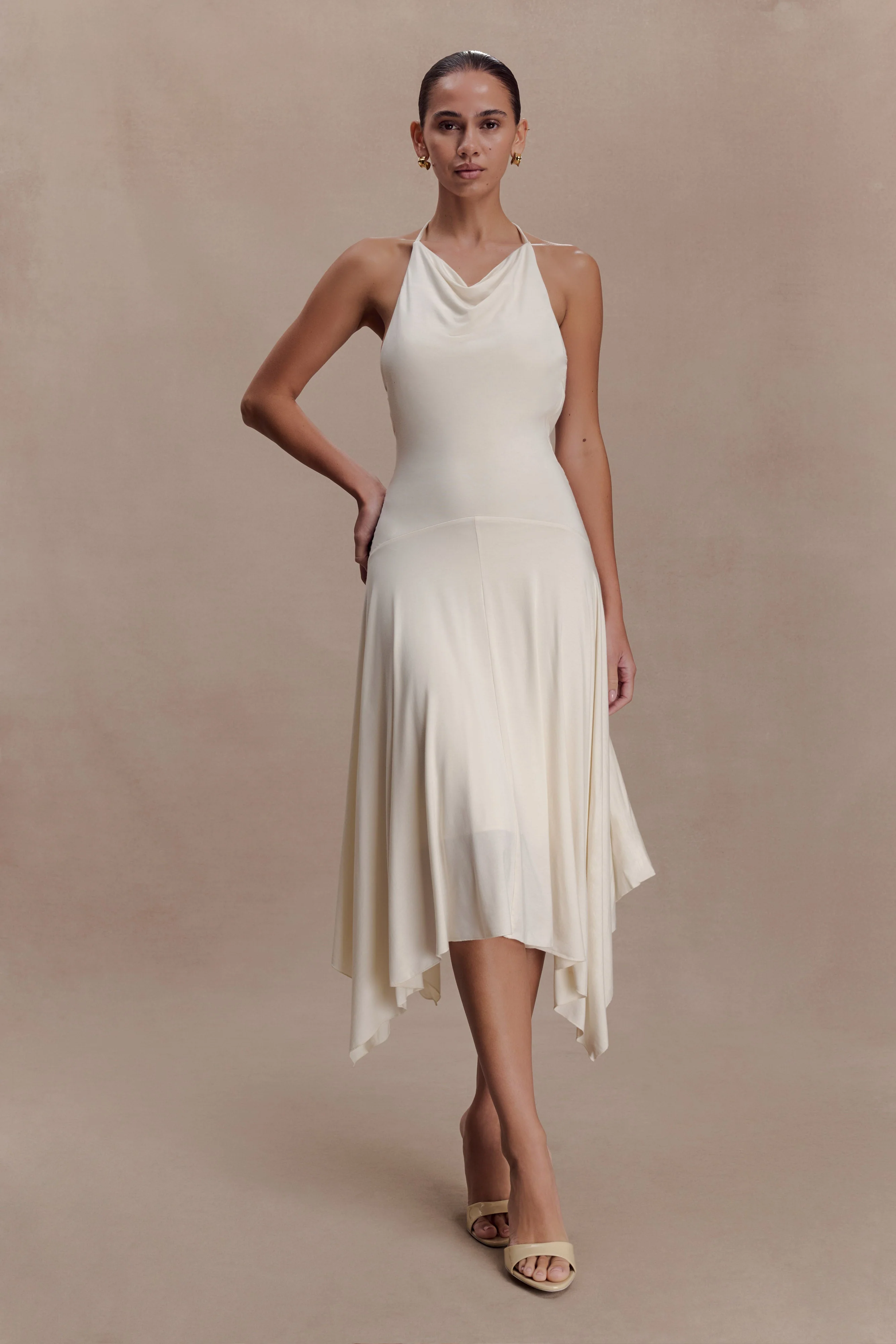 Sylvie Modal Hankie Midi Dress - Ivory - Image 4