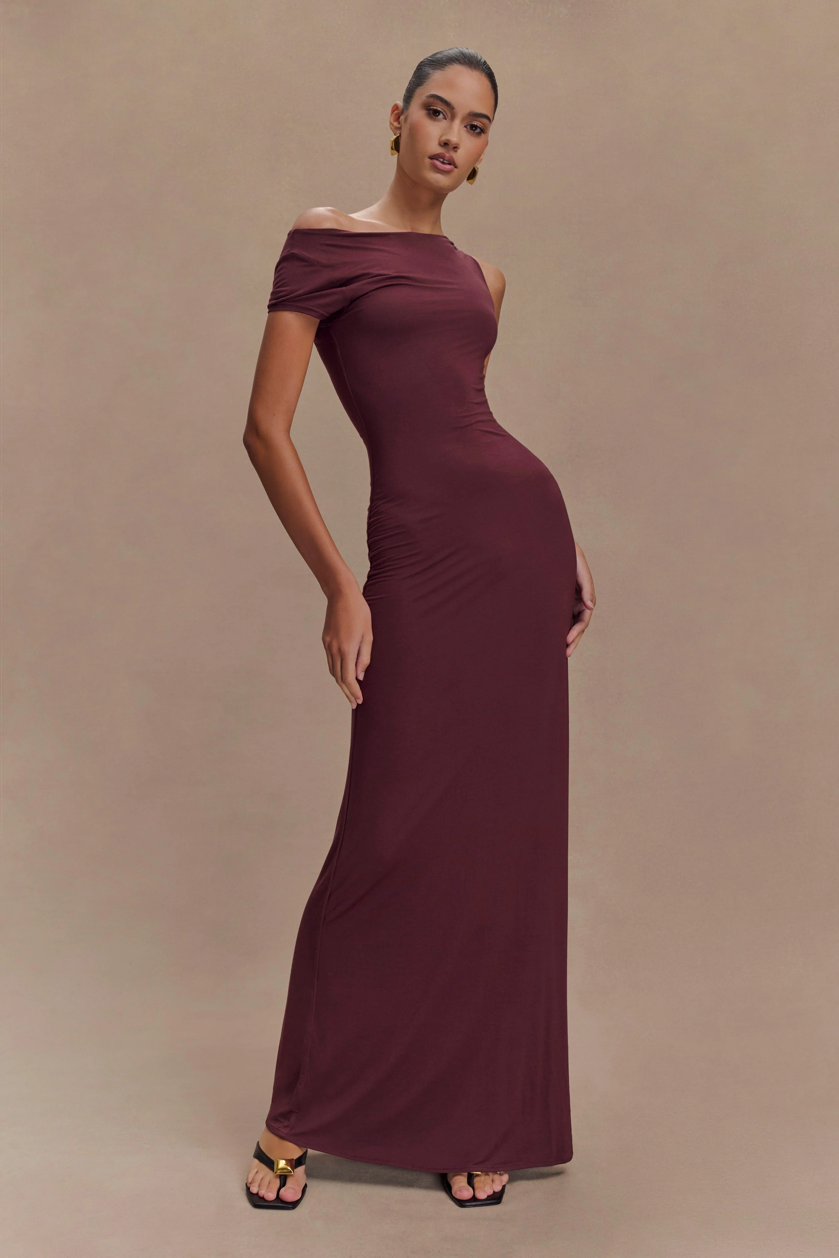 Tamsin Short Sleeve Modal Maxi Dress - Mahogany - Image 6
