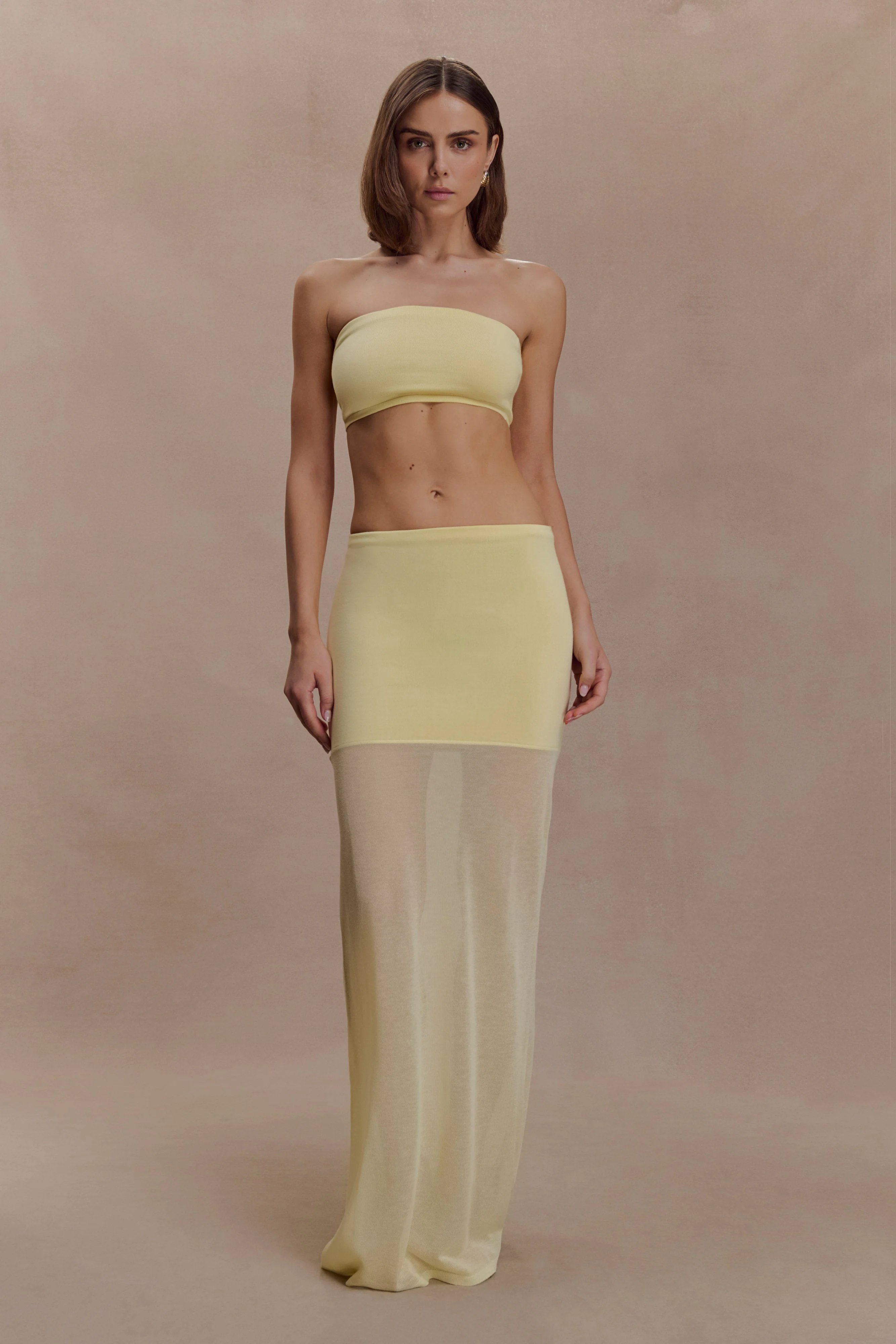 Tanyel Sheer And Bandage Knit Maxi Skirt - Lemon - Image 4