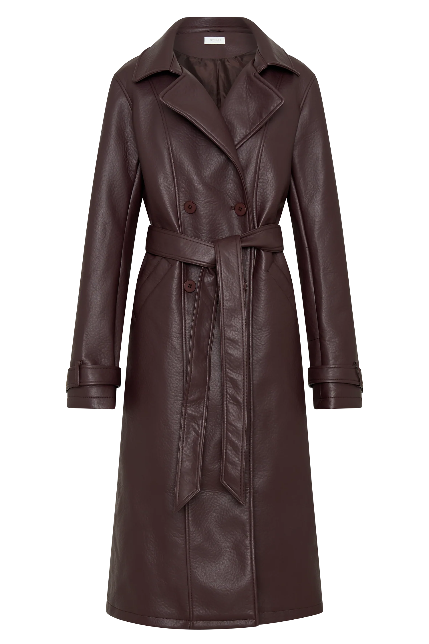 Tarah Faux Leather Trench Coat - Cacao Brown - Image 10