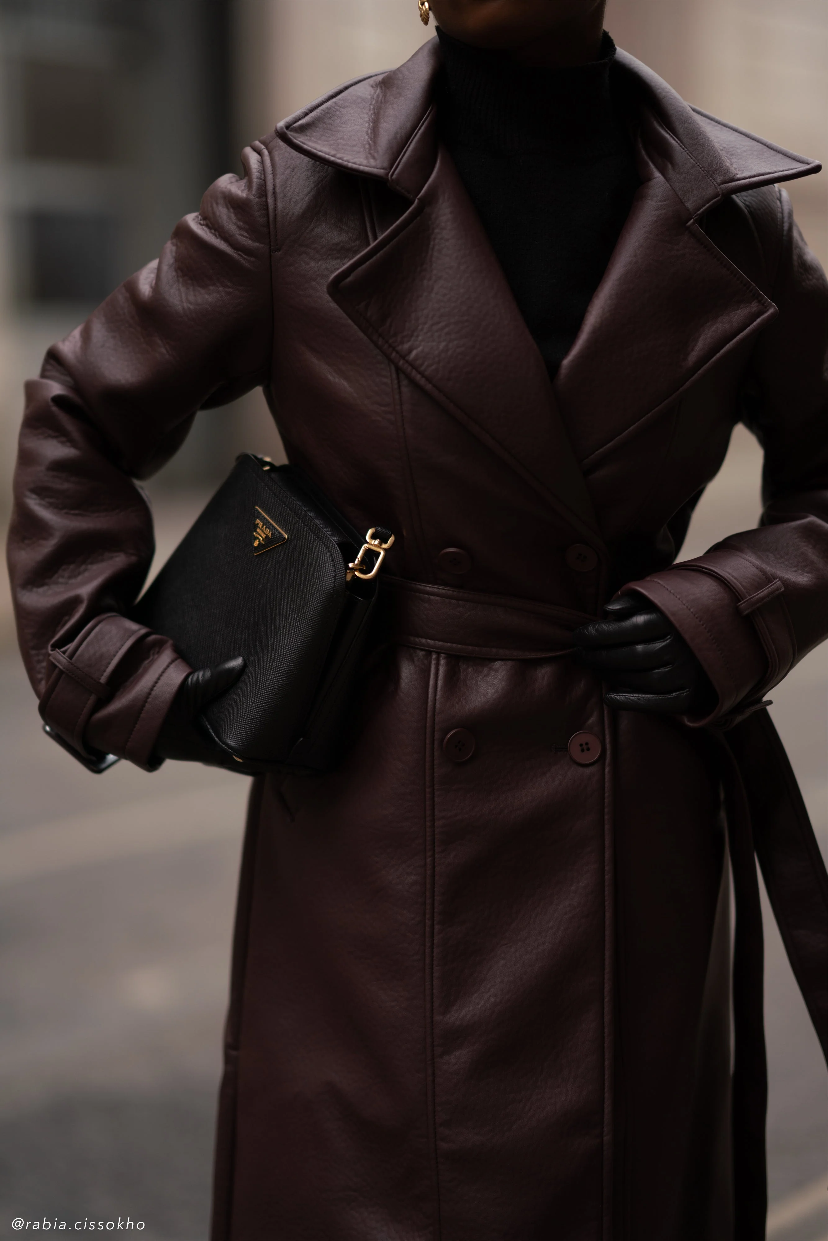 Tarah Faux Leather Trench Coat - Cacao Brown - Image 7