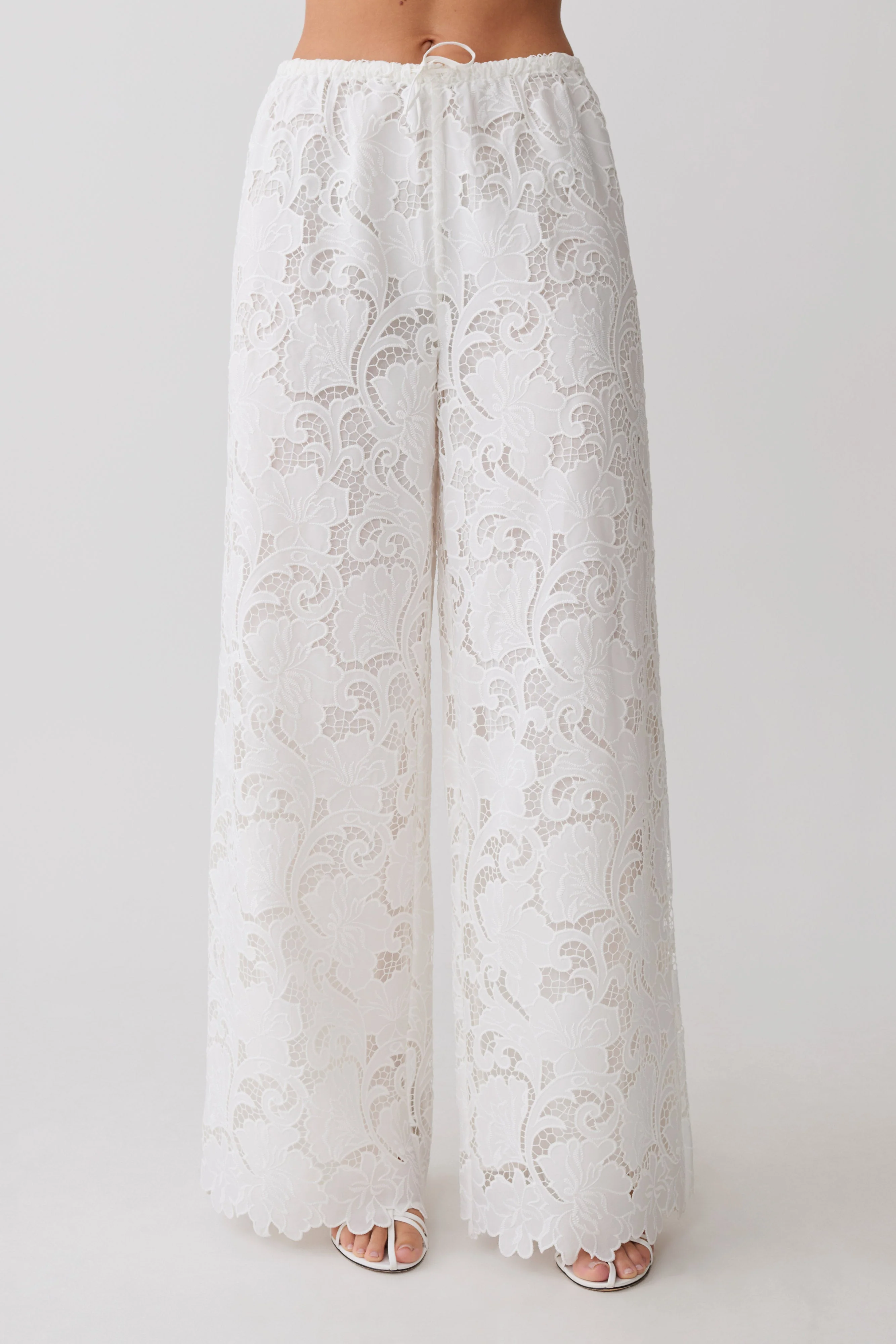 Tessa Broderie Straight Leg Pants - White - Image 4