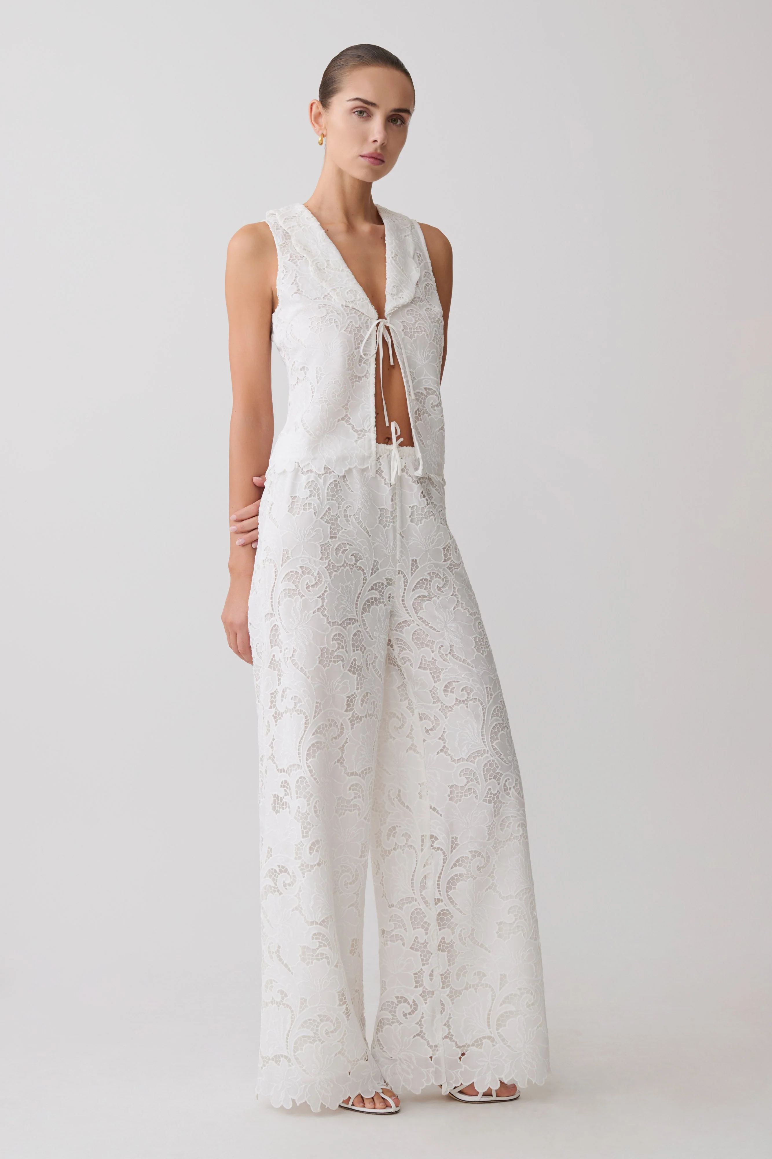 Tessa Broderie Straight Leg Pants - White - Image 7
