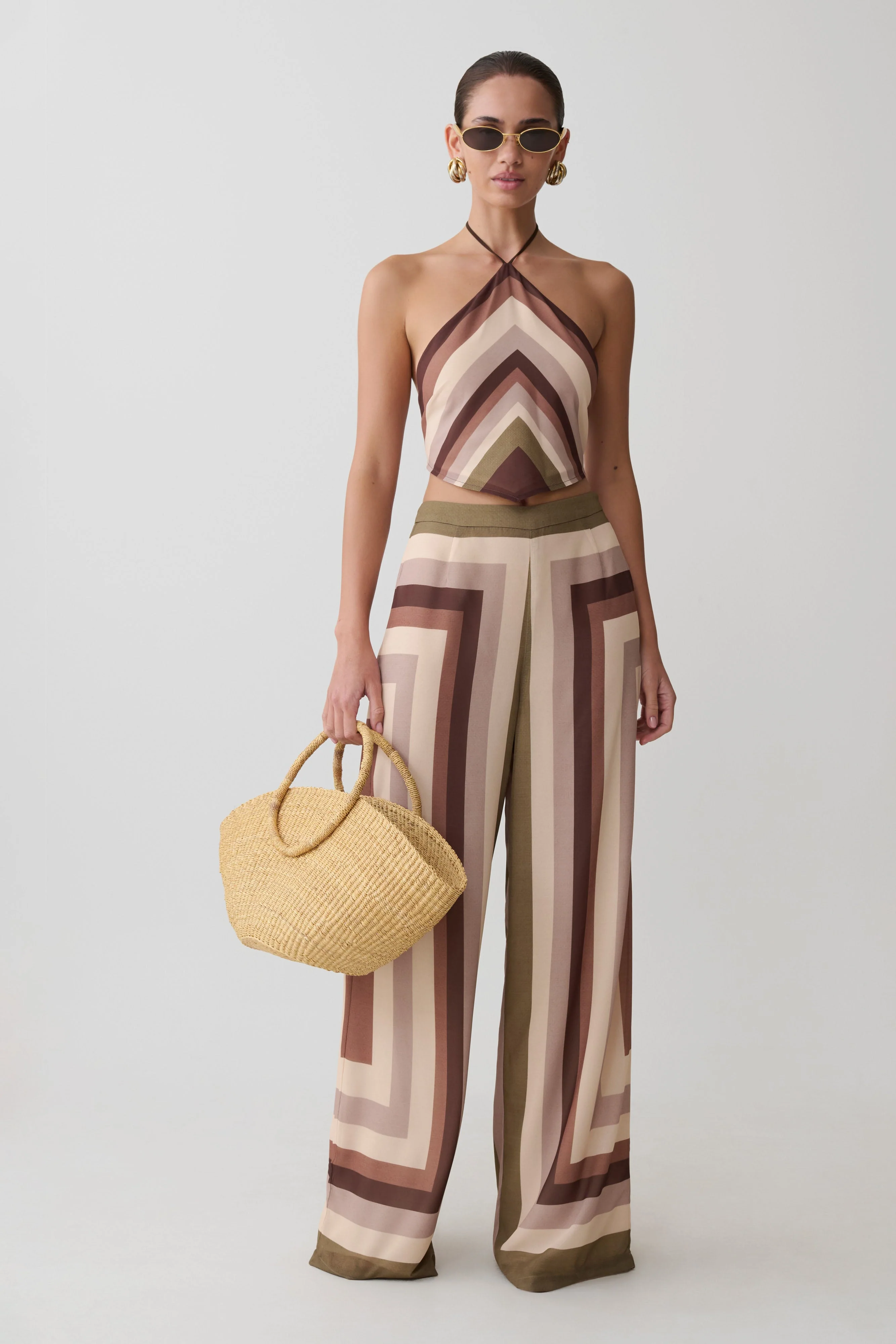 Thea Halter Chiffon Sleeveless Top - Multi Stripe - Image 5