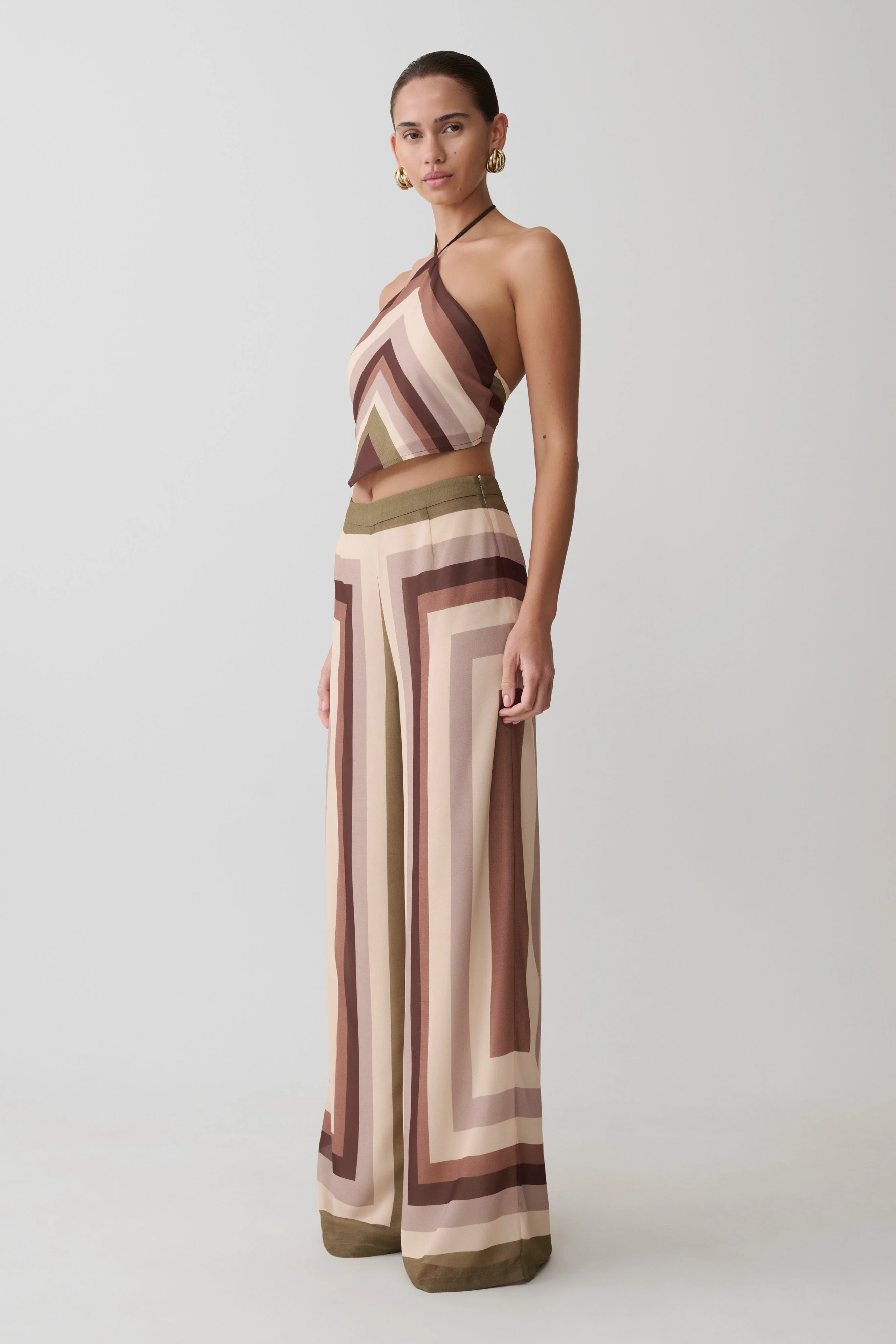 Thea Halter Chiffon Sleeveless Top - Multi Stripe - Image 8