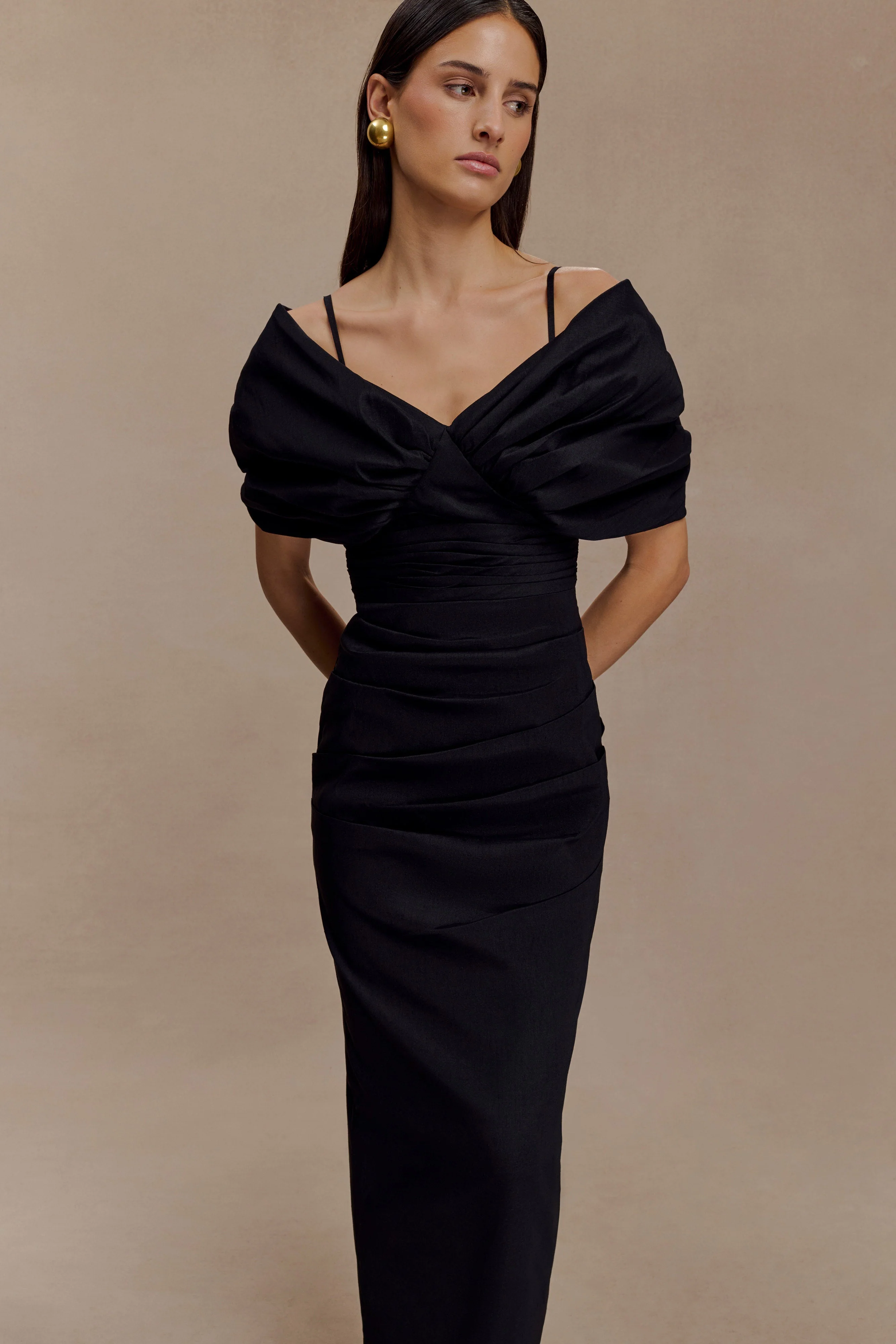 Thelma Bardot Maxi Dress - Black - Image 7