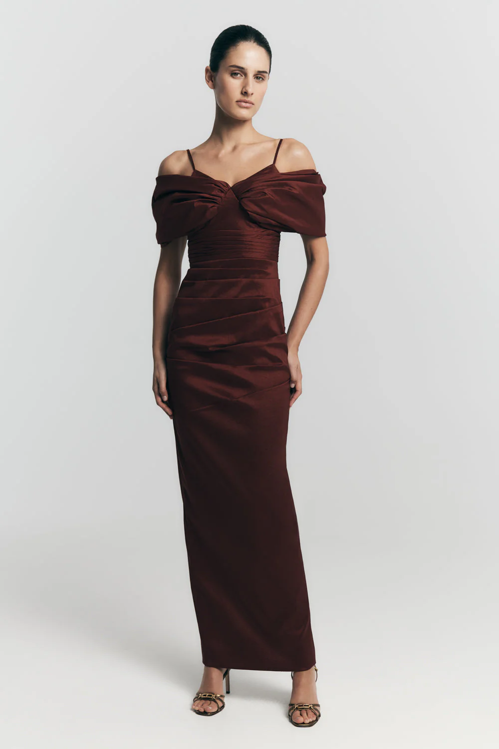 Thelma Bardot Maxi Dress - Wine - Image 10