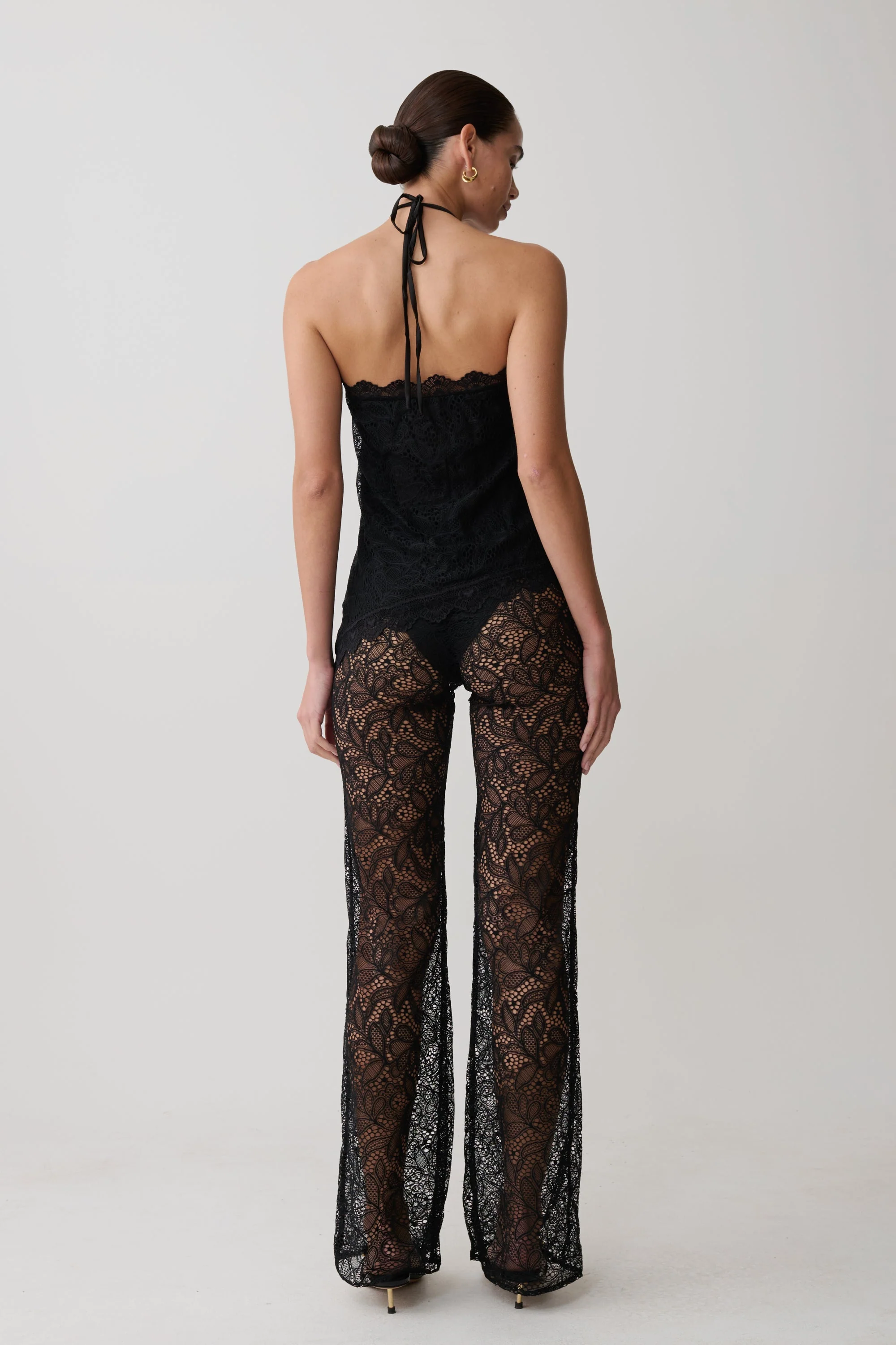 Theodosia Wide Leg Lace Pants - Black - Image 2