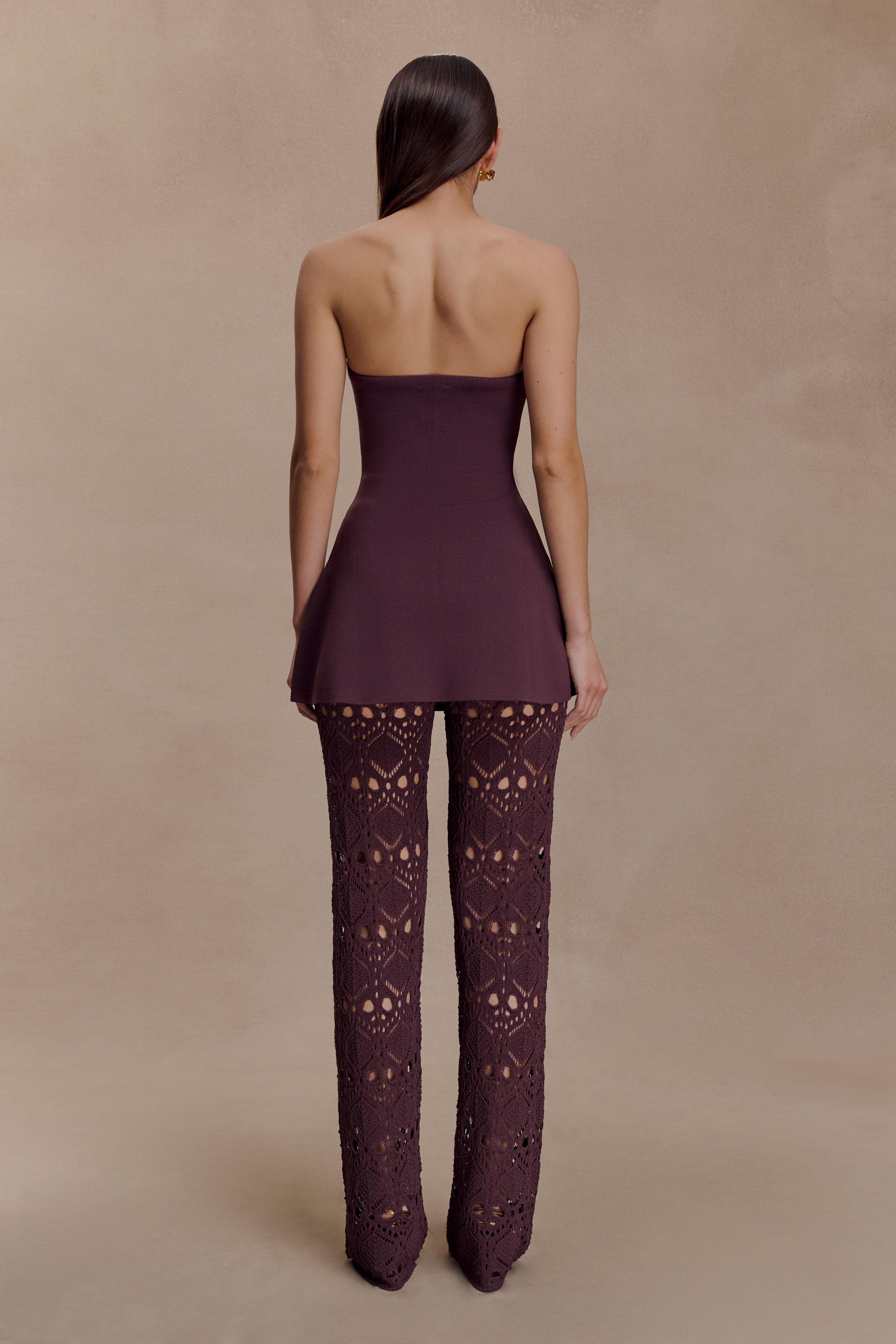 Trena Crochet Knit Pants - Chocolate - Image 3