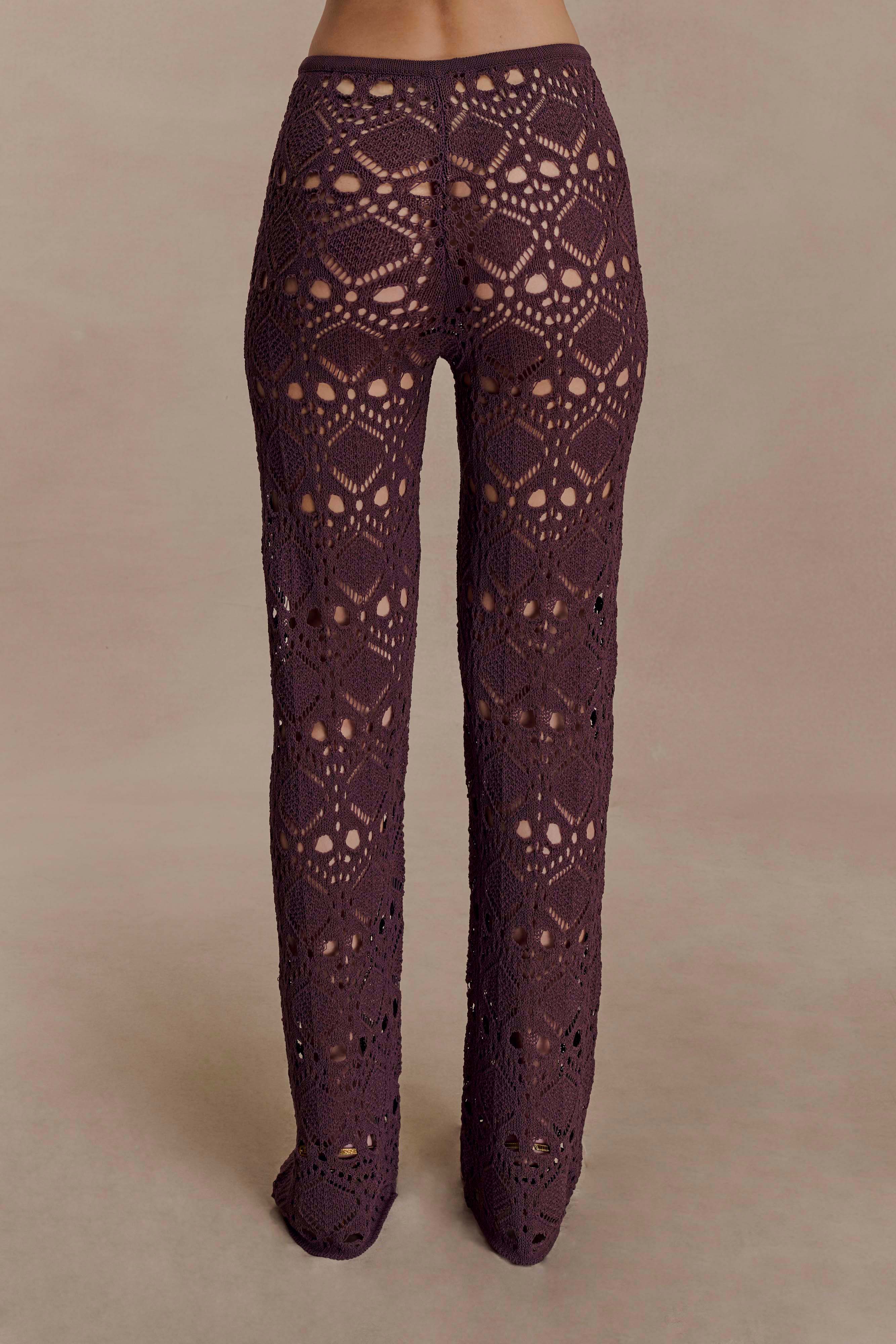 Trena Crochet Knit Pants - Chocolate - Image 6
