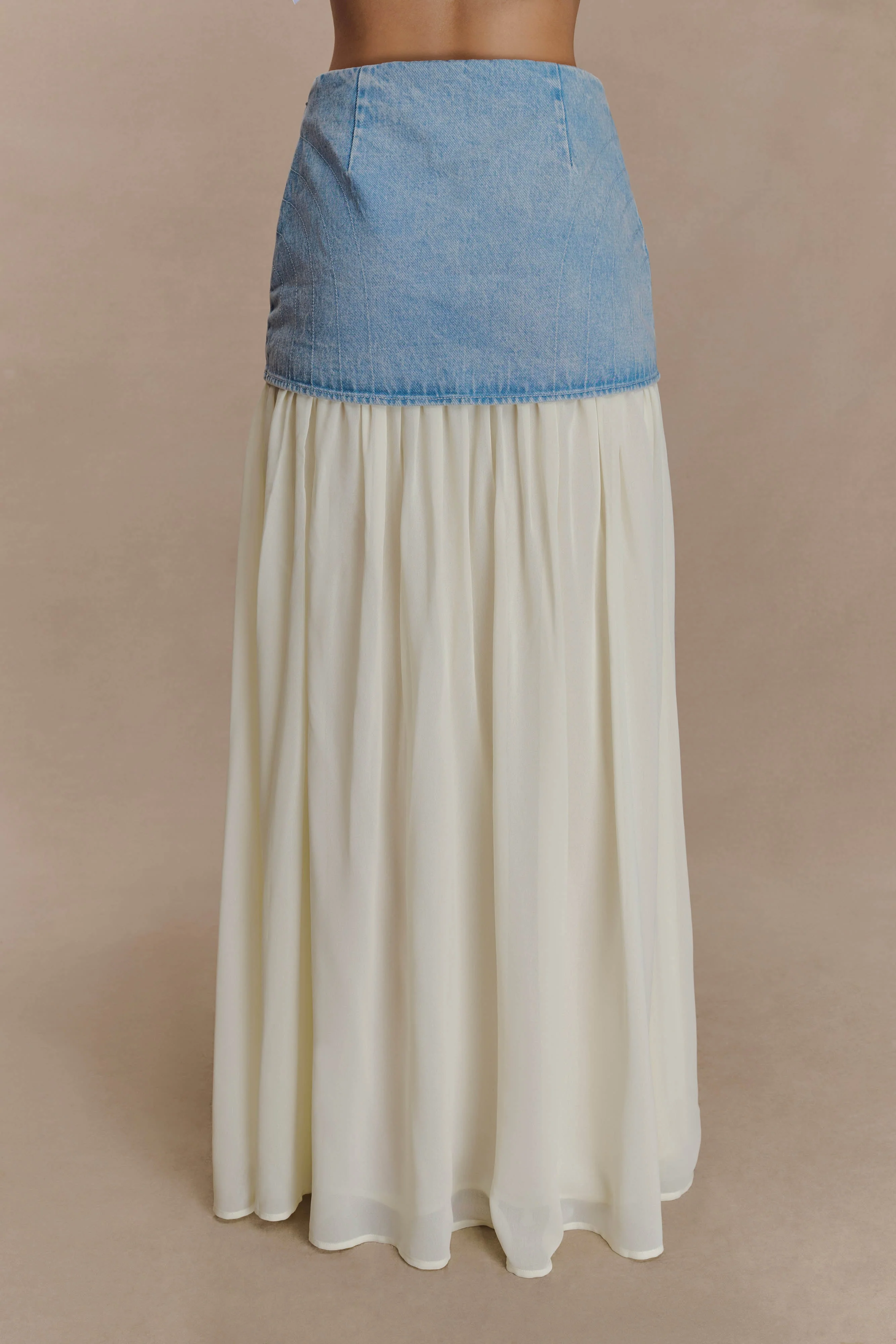 Tully Chiffon Denim Maxi Skirt - 80'S Blue - Image 2