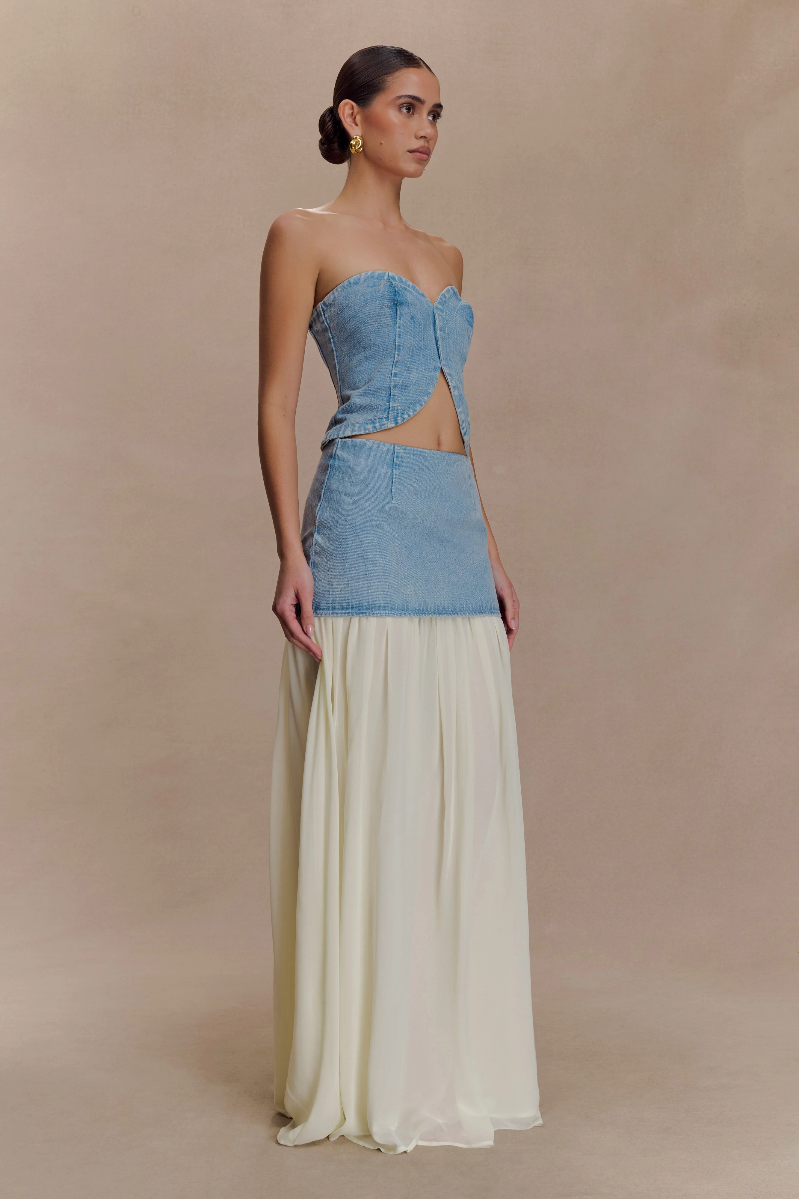 Tully Chiffon Denim Maxi Skirt - 80'S Blue - Image 3