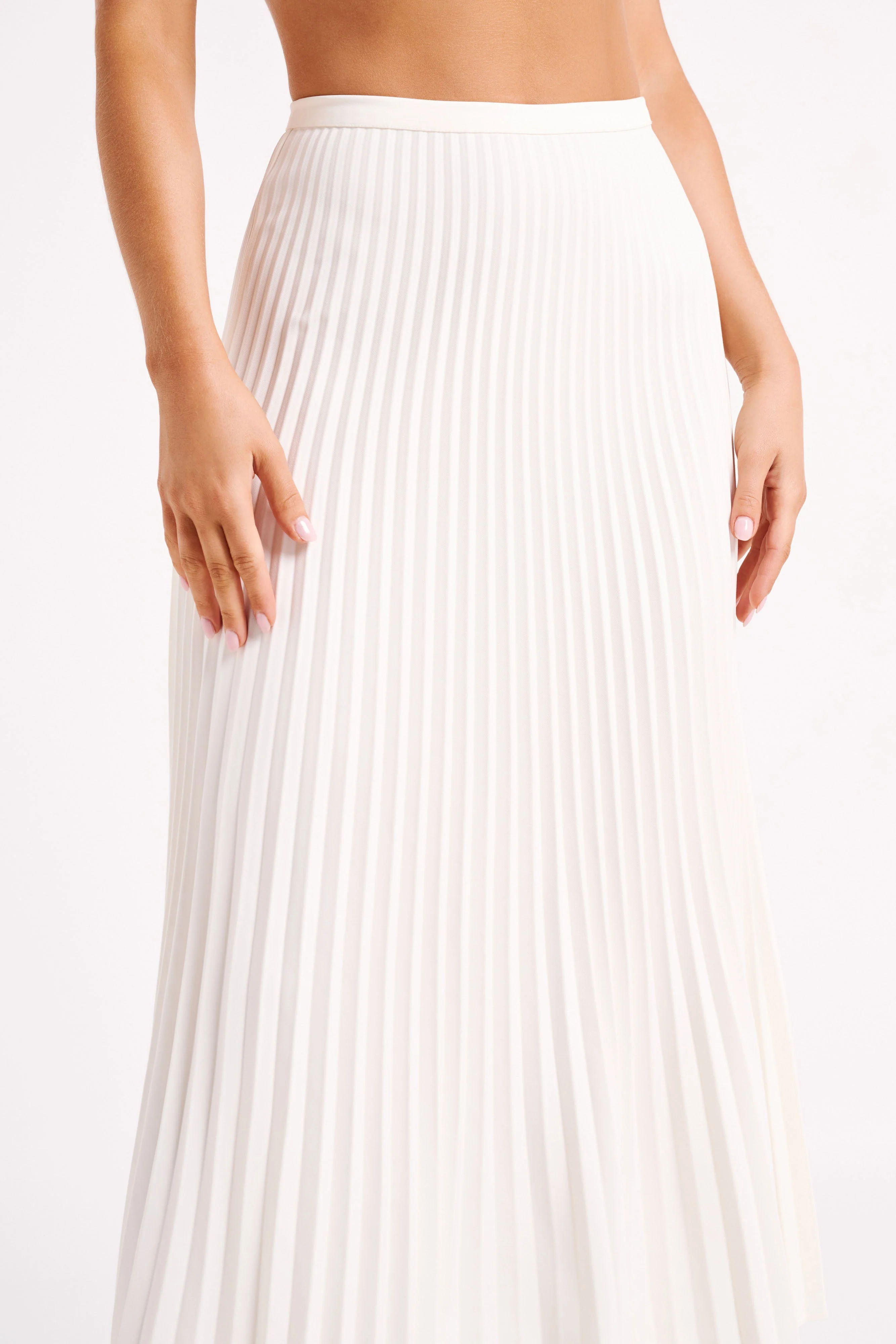 Twyla Pleated Suiting Maxi Skirt - Ivory - Image 7
