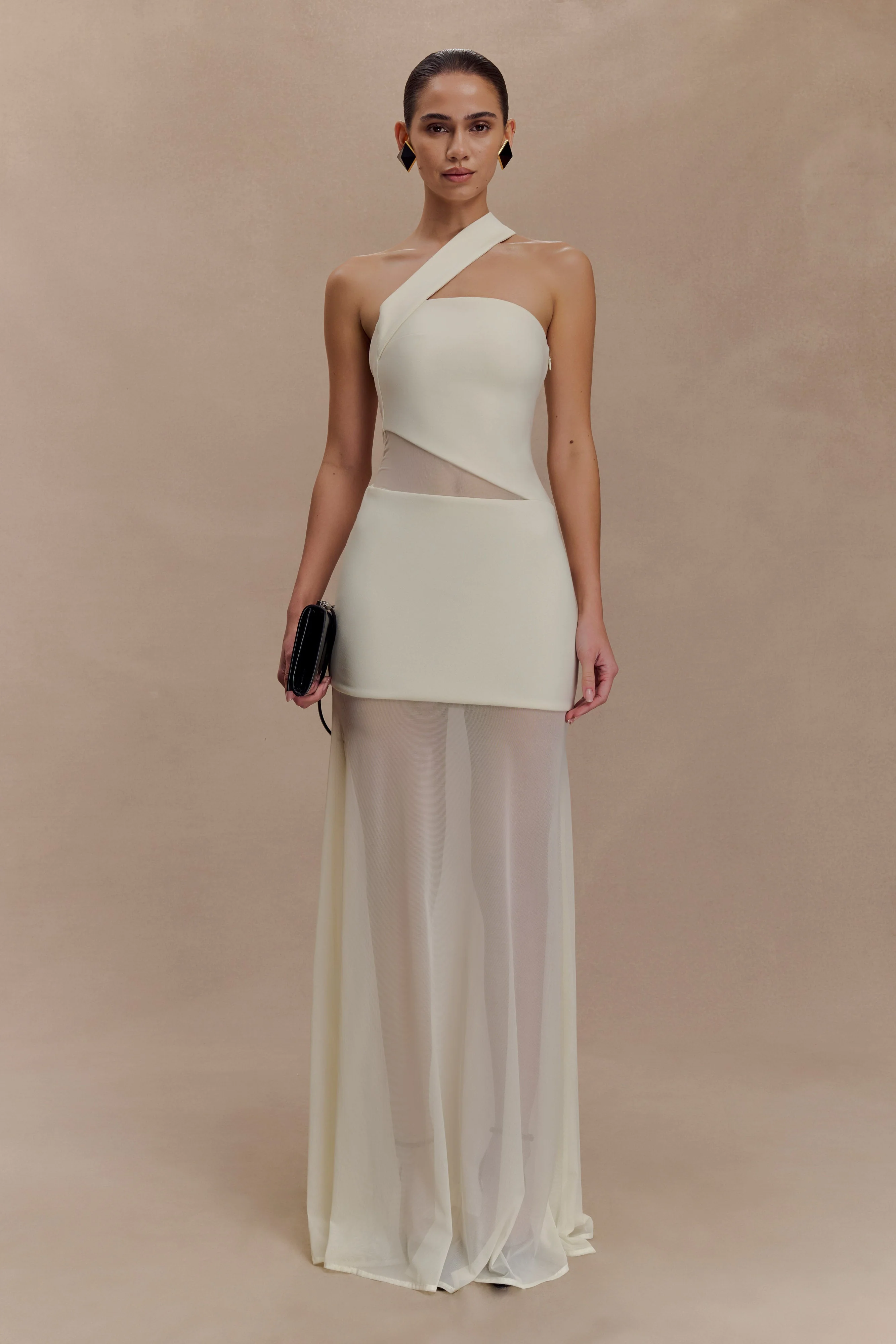 Vashti Cut Out Mesh Maxi Dress - Ivory - Image 4