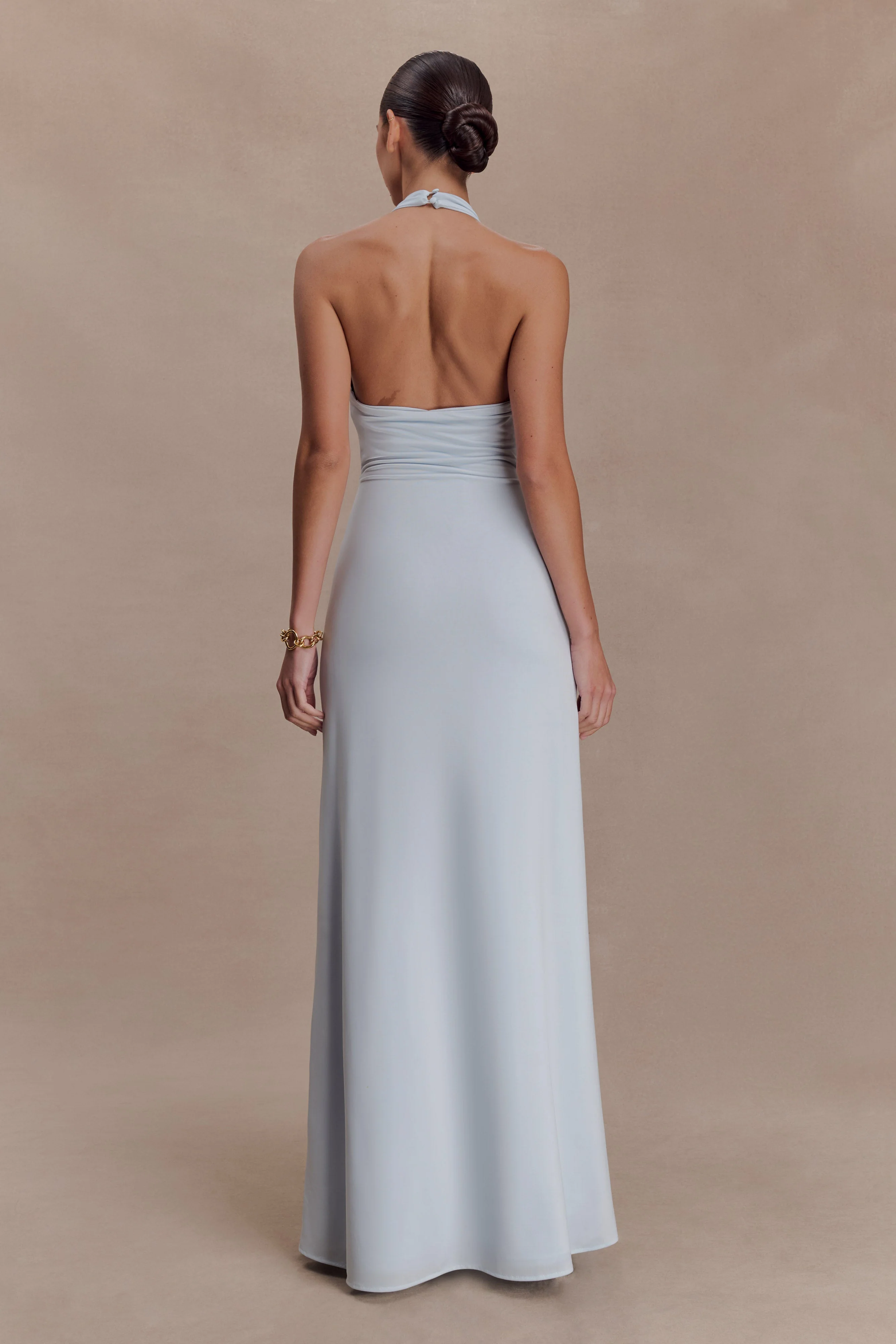 Veda Slinky Halter Maxi Dress - Pale Blue - Image 2