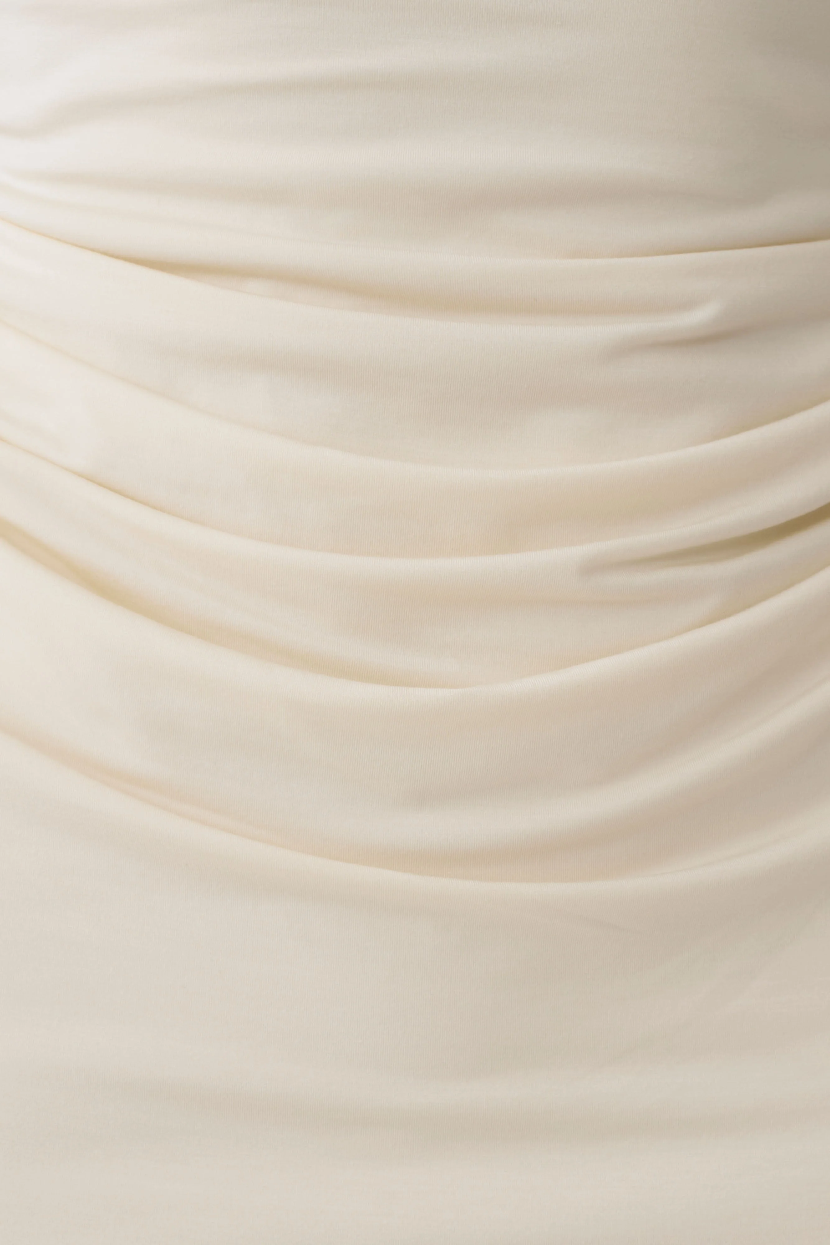 Vina Gathered Jersey Midi Dress - Ivory - Image 8