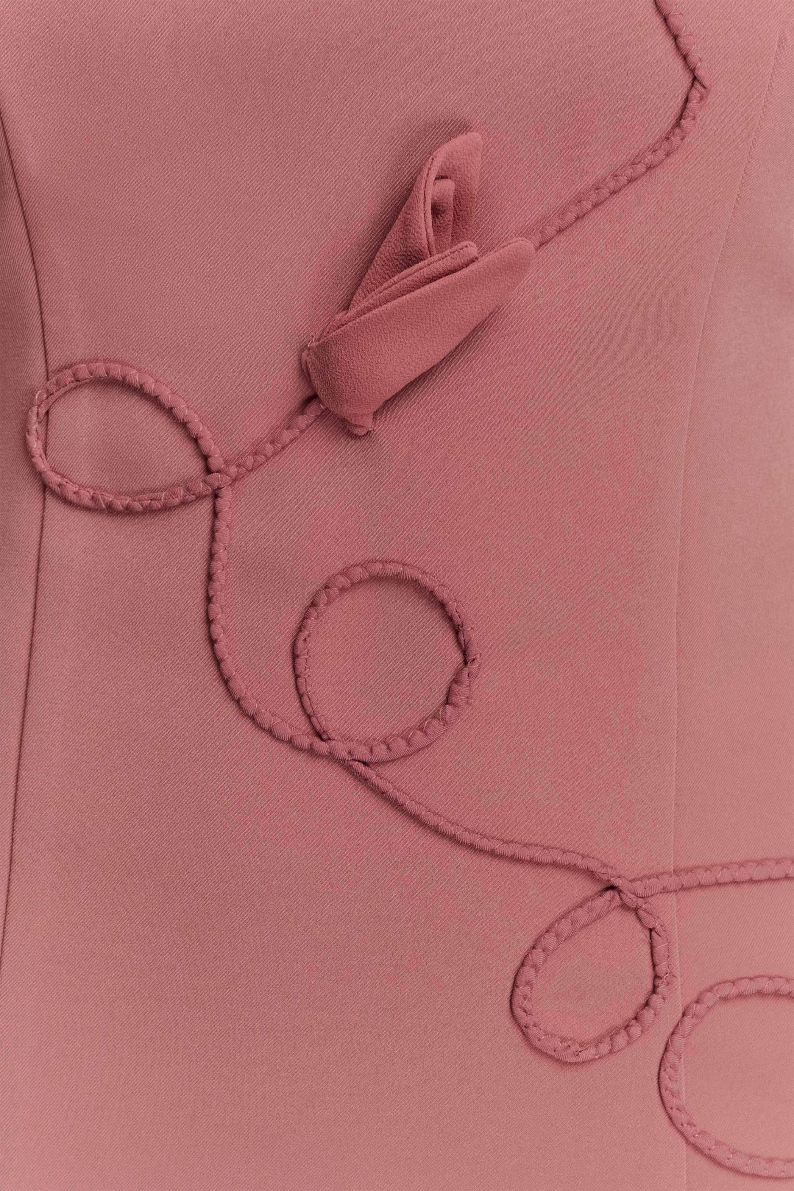 Virginia Suiting Embroidered Midi Dress - Burnt Rose - Image 5