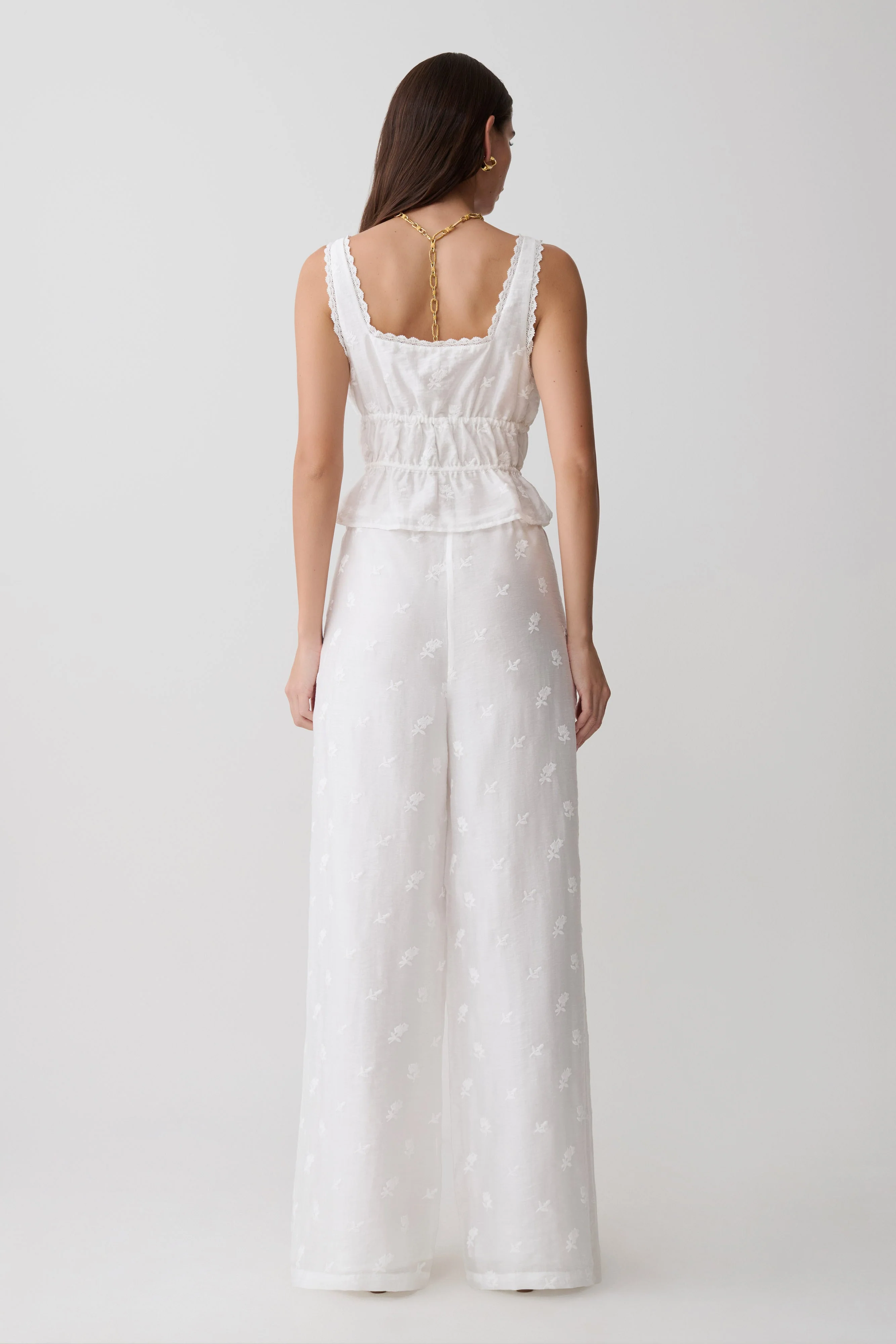 Vivian Embroidered Sleeveless Top - White - Image 5