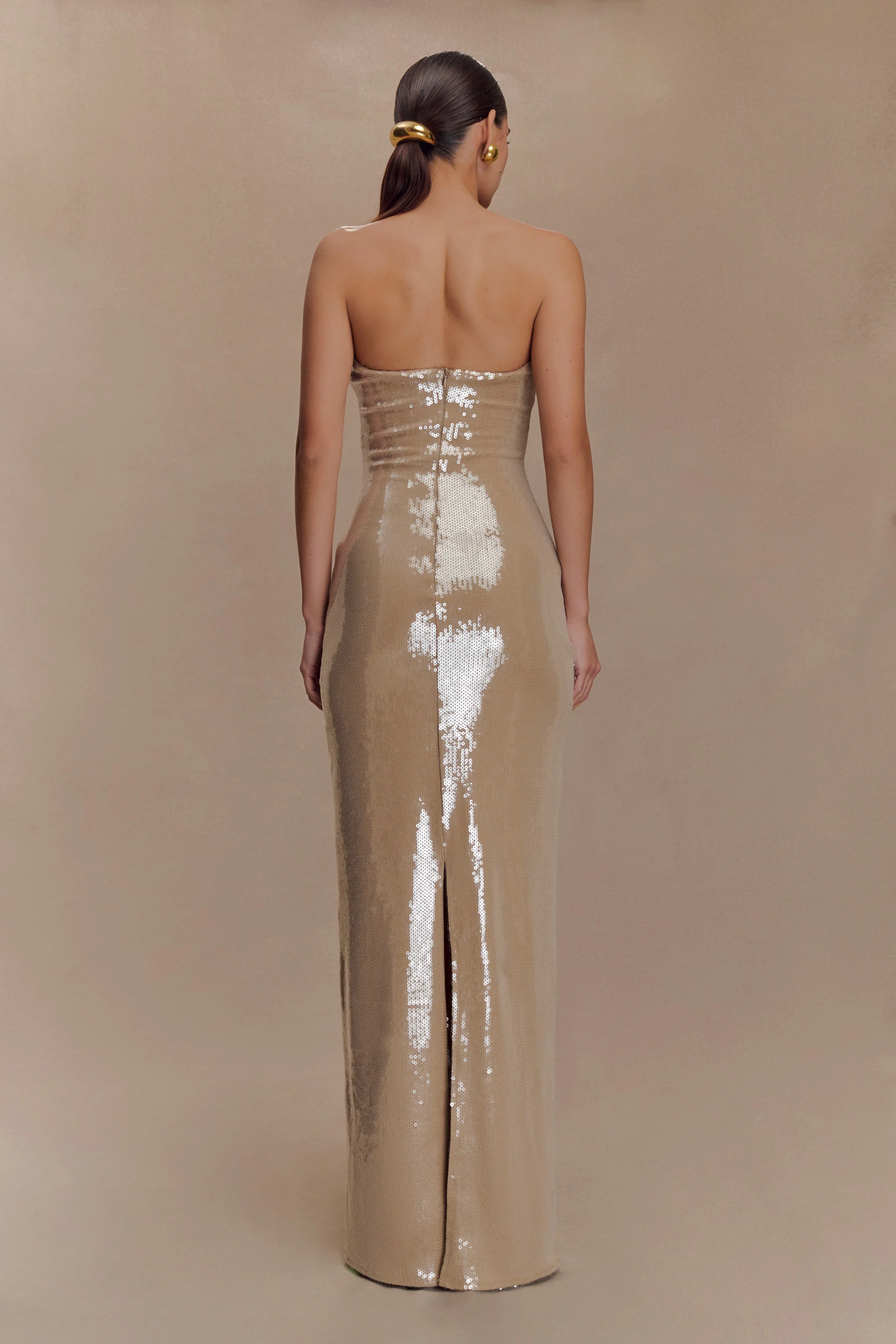 Winston Strapless Sequin Maxi Dress - Taupe - Image 2