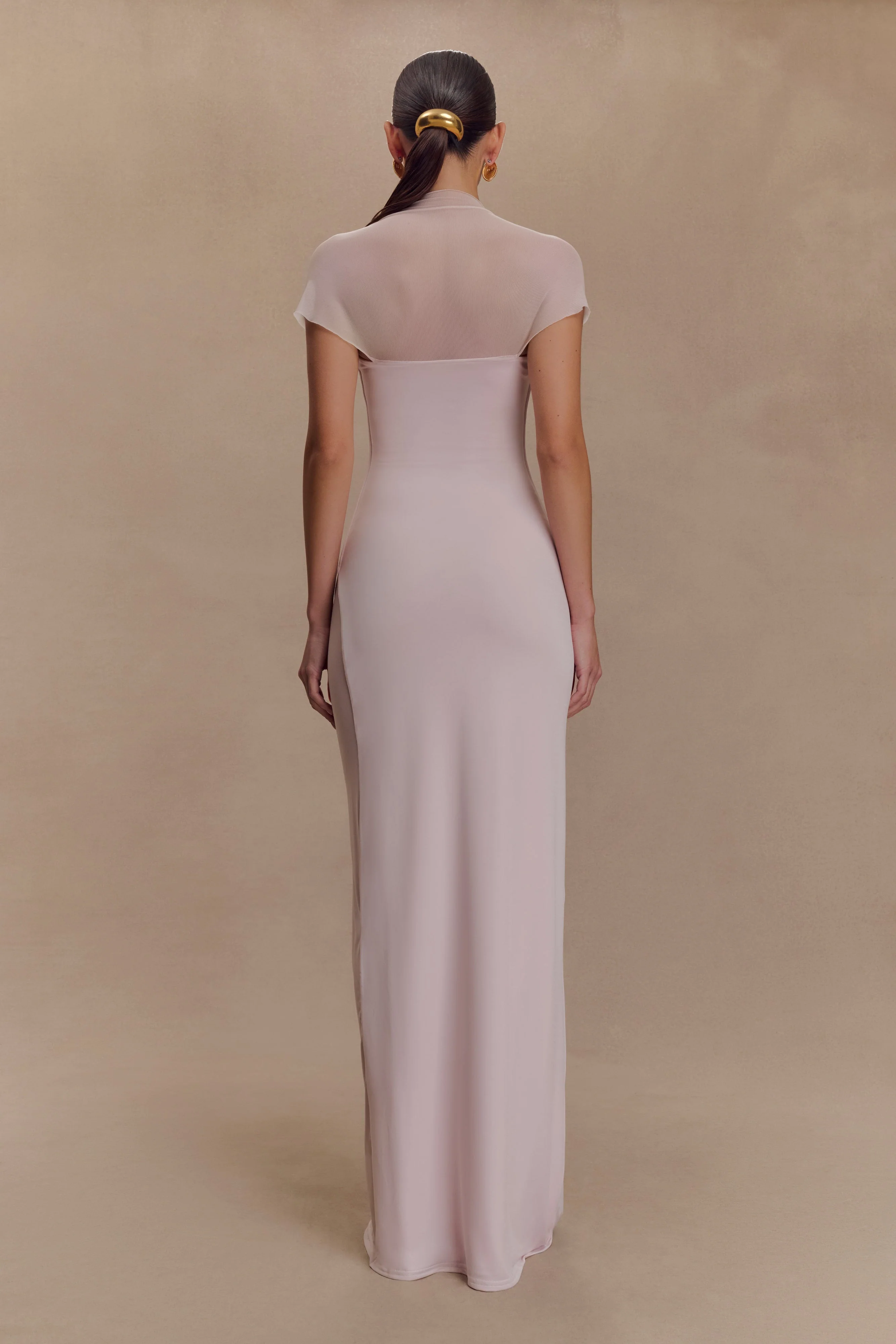 Wyatt Slinky And Mesh Maxi Dress - Pale Pink - Image 2