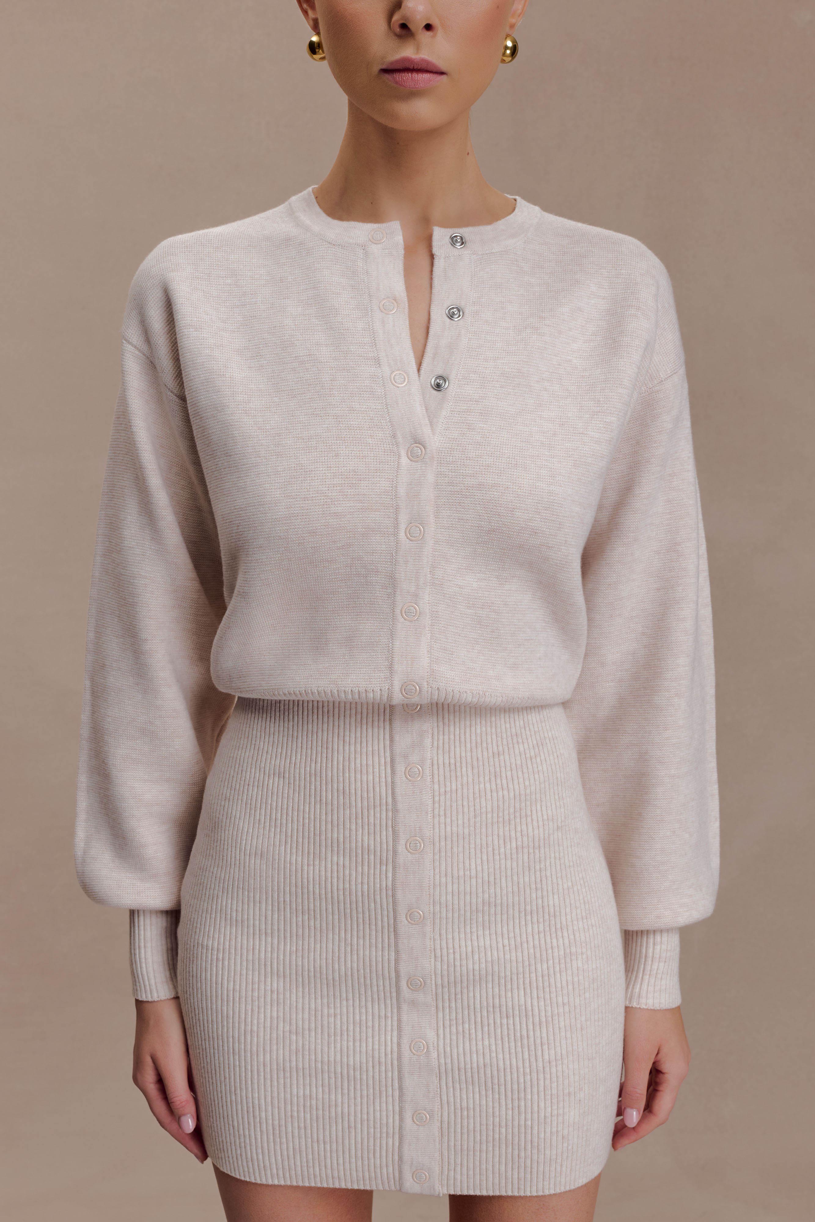 Xaden Wool Mix Knit Mini Dress - Oat Marle - Image 3