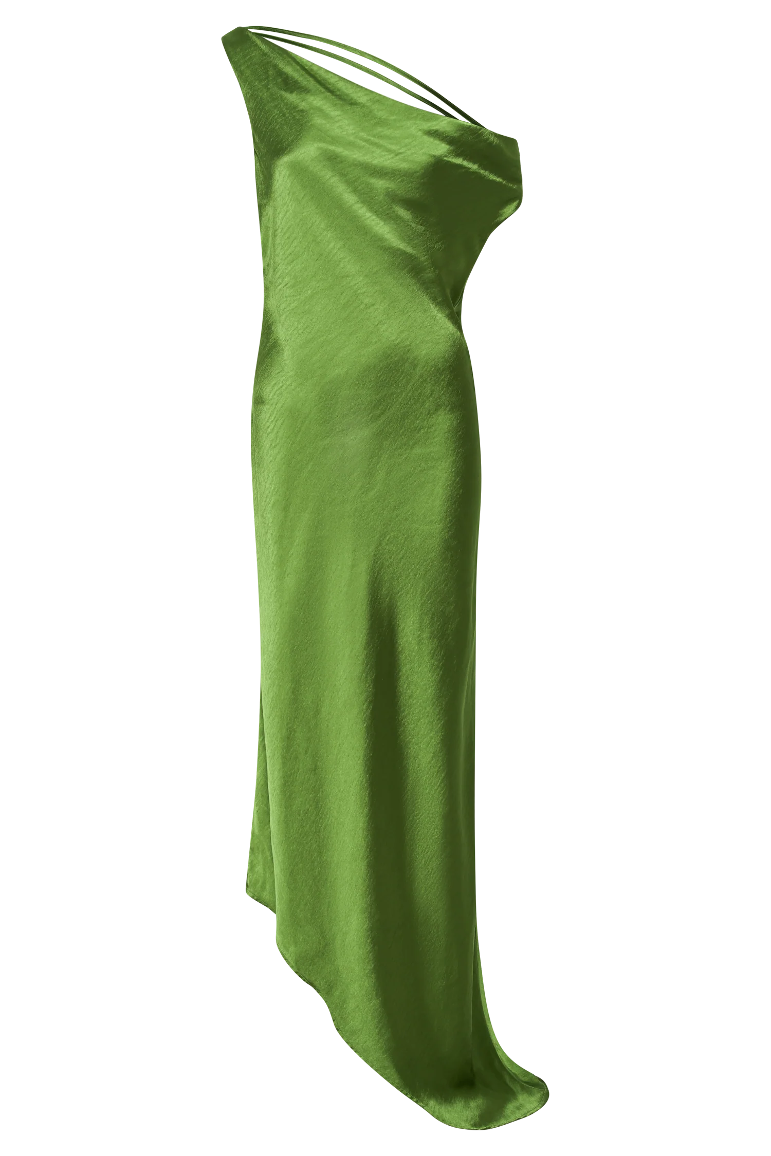 Yvette Slip Maxi Dress With Asymmetrical Hem - Emerald - Image 9