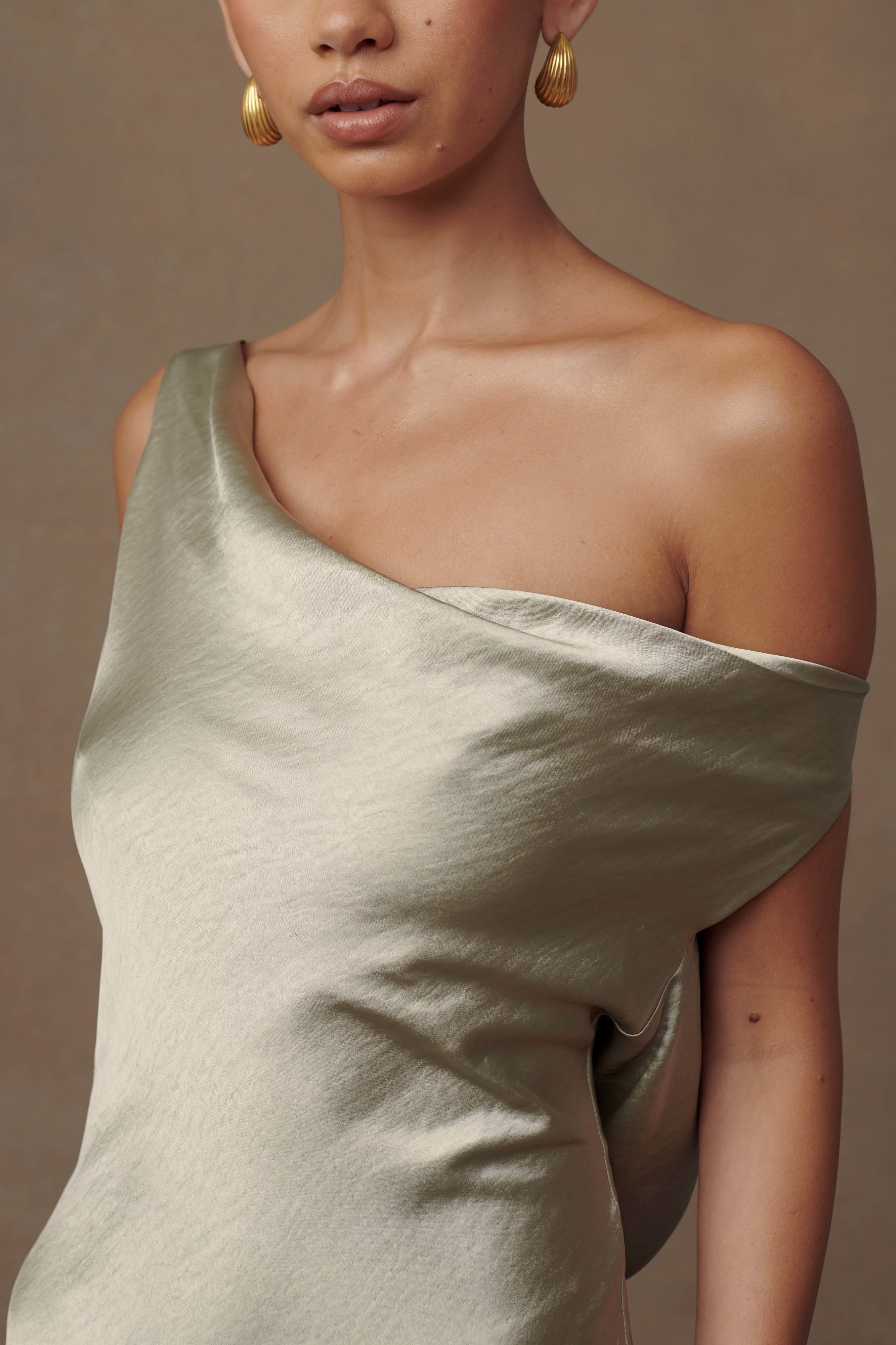 Yvette Slip Maxi Dress With Asymmetrical Hem - Sage - Image 10