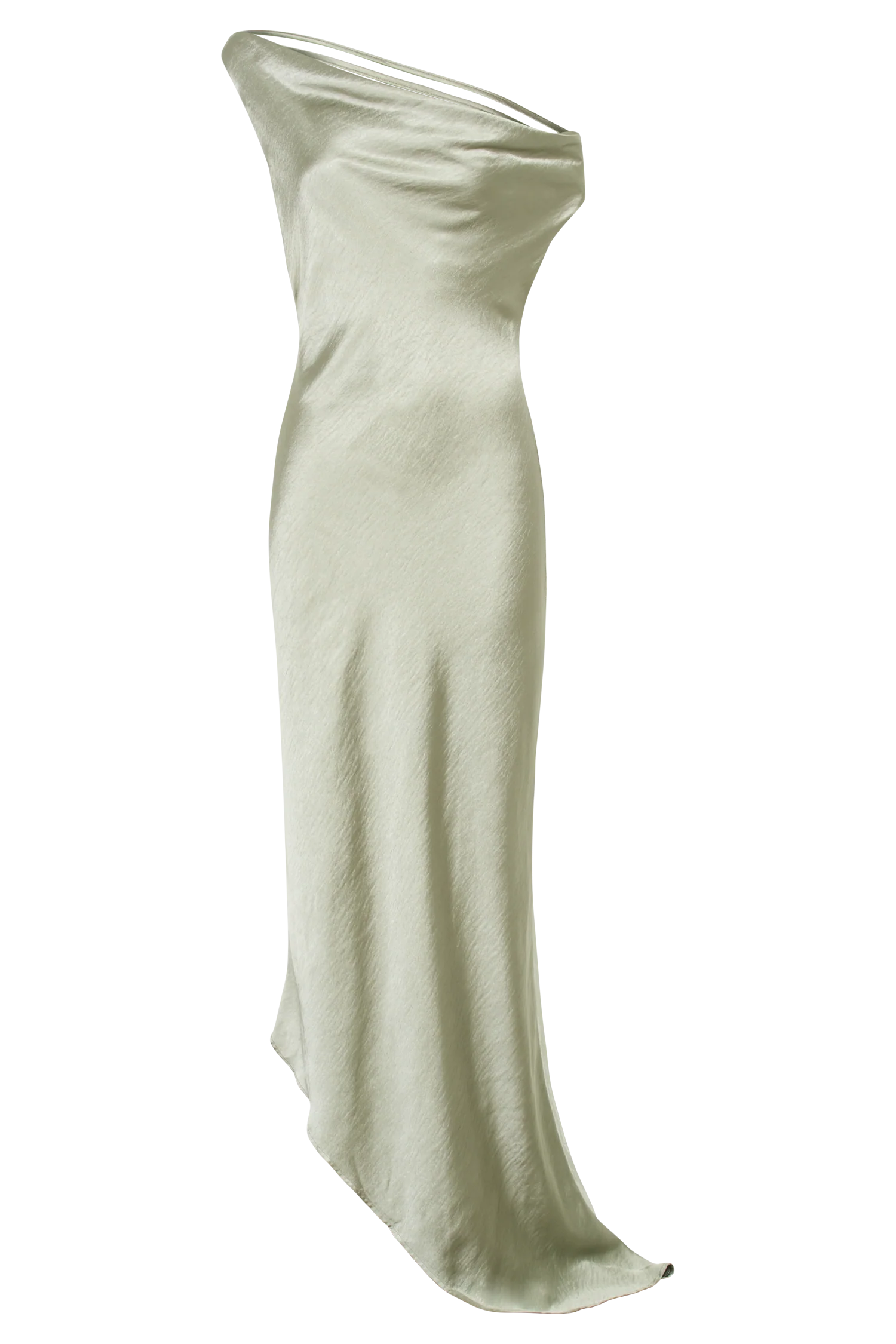 Yvette Slip Maxi Dress With Asymmetrical Hem - Sage - Image 14