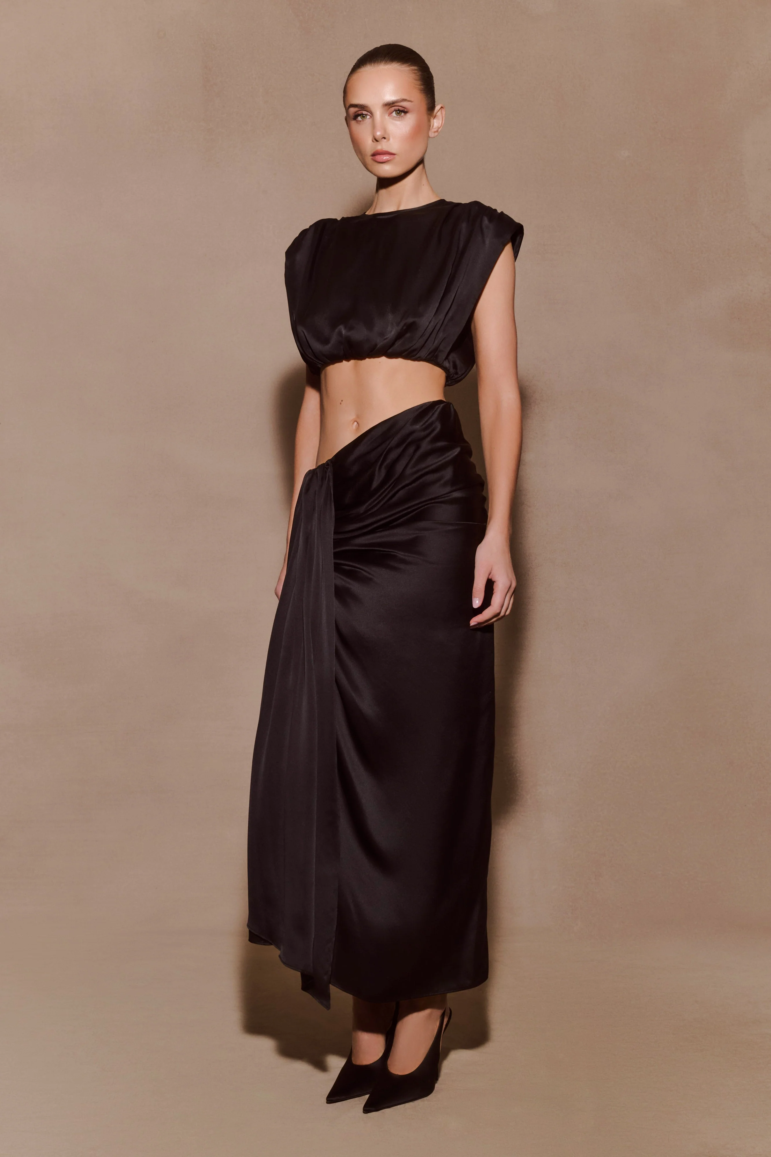 Zendaya Silk Midi Skirt - Black - Image 3