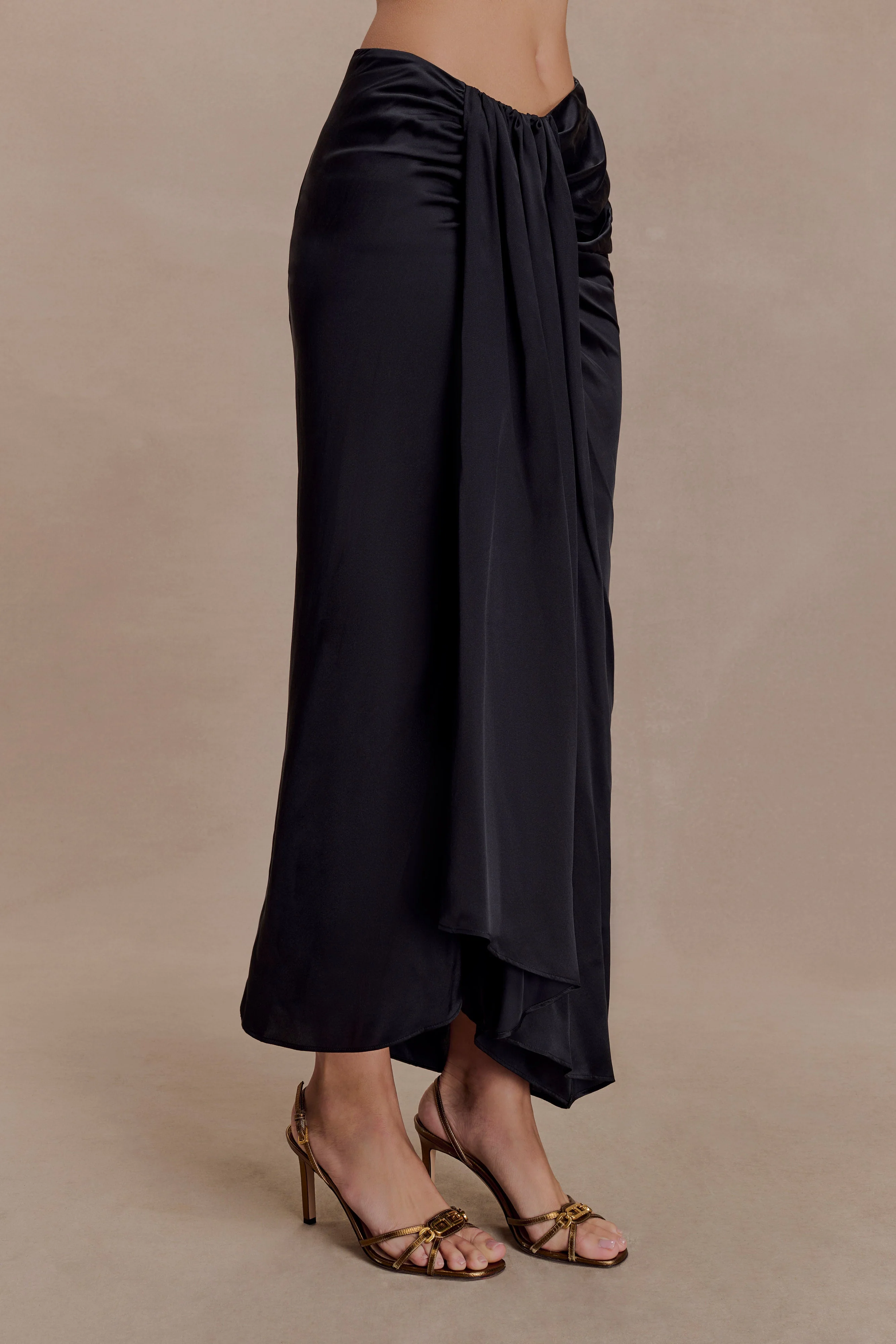 Zendaya Silk Midi Skirt - Black - Image 8