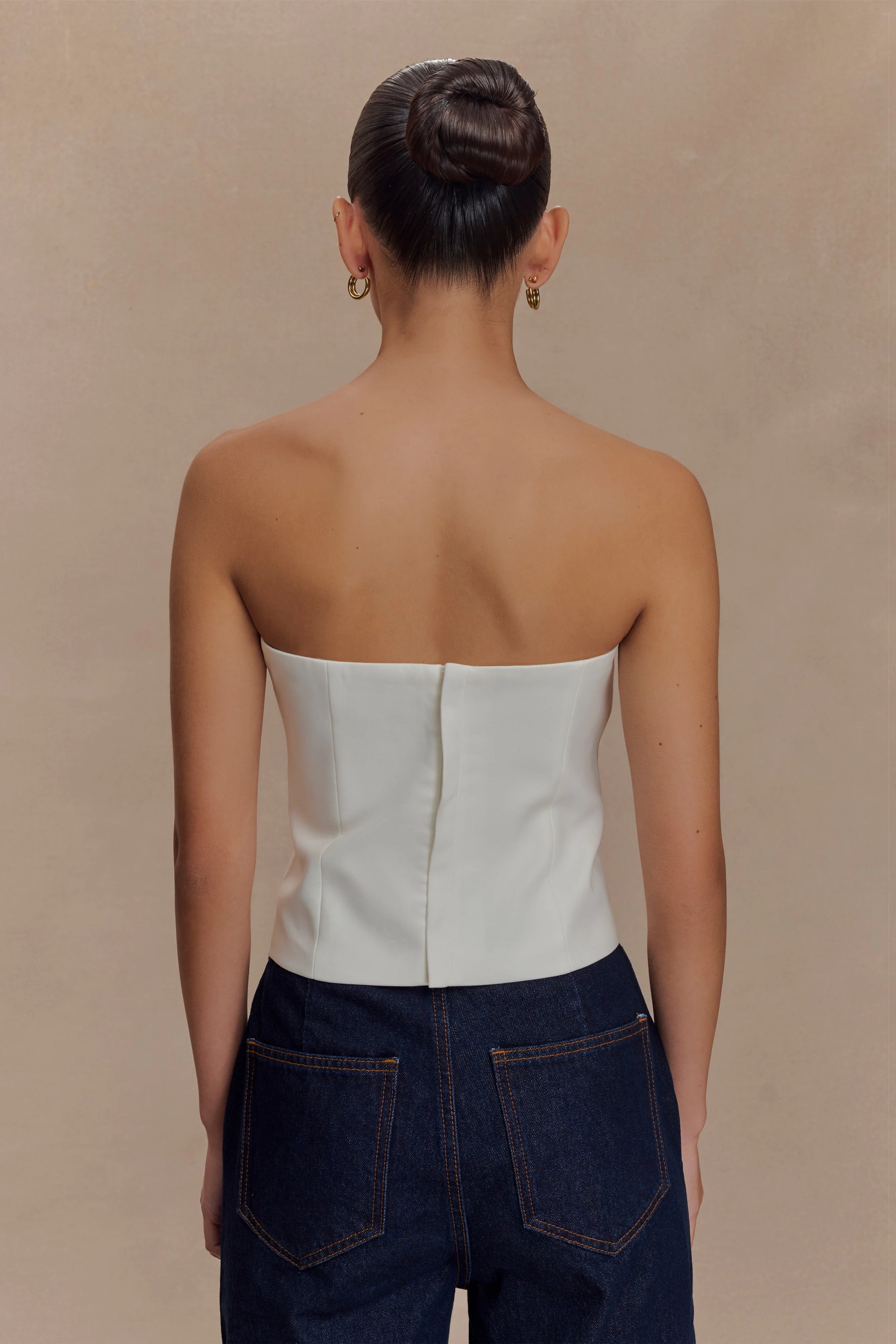 Zillah Strapless Cotton Top - White - Image 2